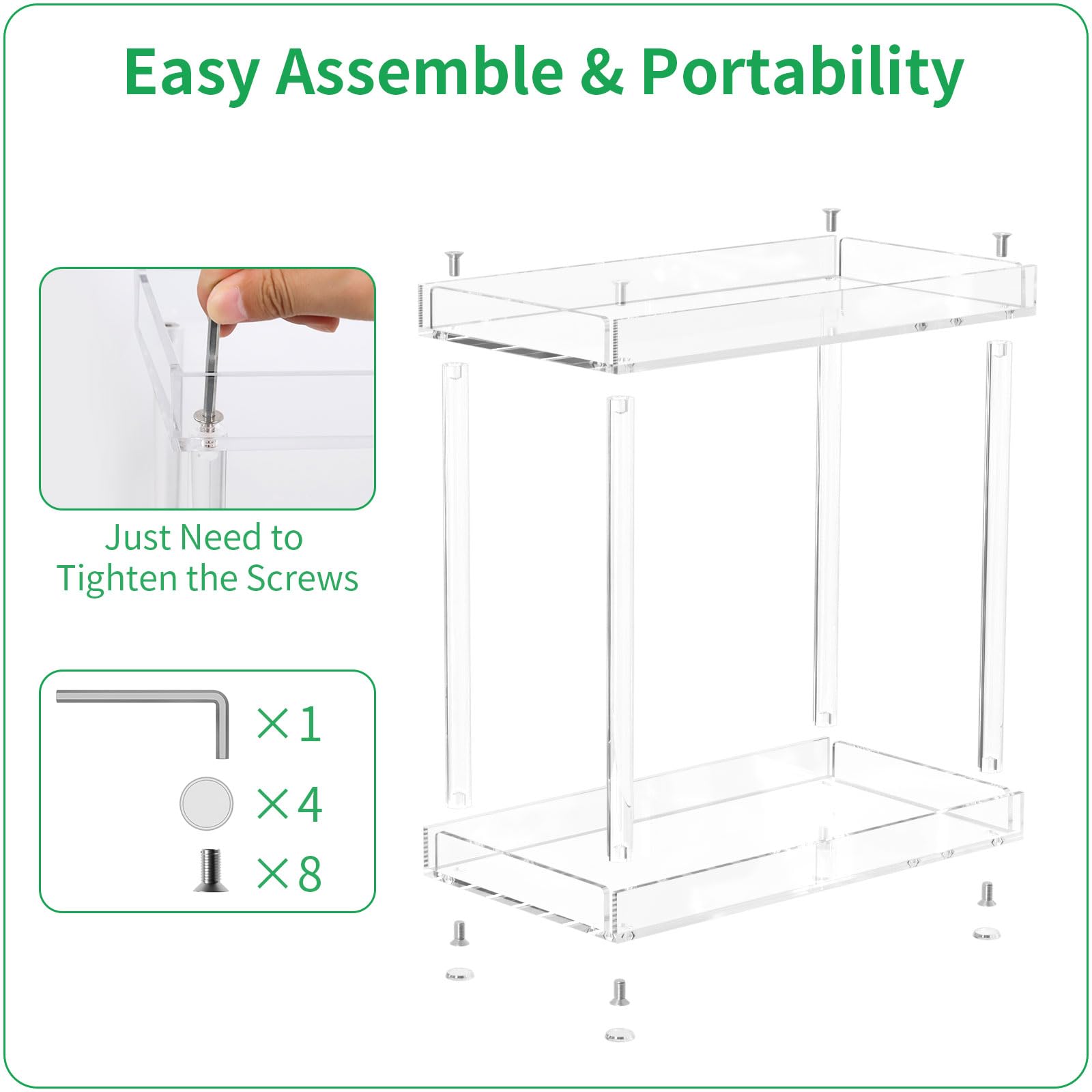 Npplus Acrylic Bathroom Counter Organizer, Clear Bathroom Countertop Organizer, 2-Tier Tray Vanity Counter Organizer Shelf, Home