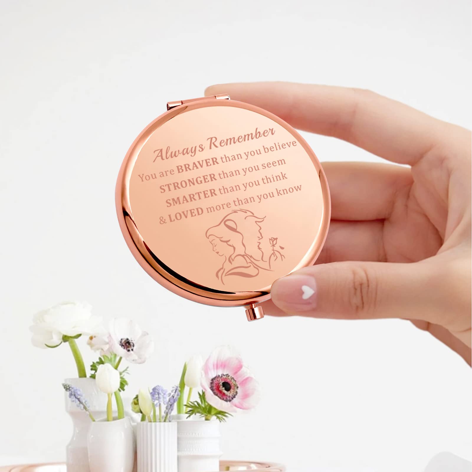 Keychin Beauty Fairy Movie Pocket Mirror Princess Fans Gifts Always Remember You Are Braver Stronger Smarter Than You Think Comp