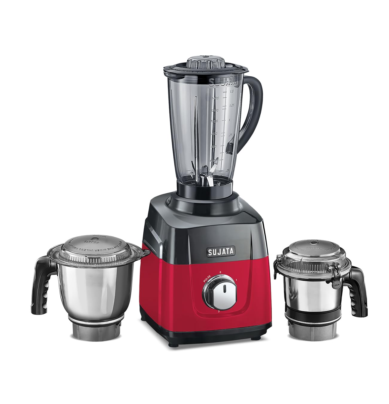 Sujata Mg01 Mixer Grinder | 1000 Watts Double Ball Bearing Motor | 24000 Rpm | Non-Stop 90 Mins Running | 3 Jars Including 1750M