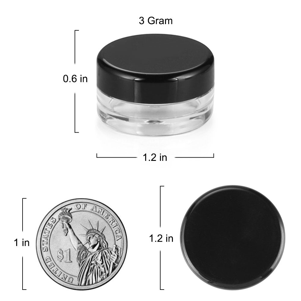 Accmor 100 Pieces 3g Empty Sample Containers with Lids Cosmetic Jars with 5 Pieces Mini Spatulas