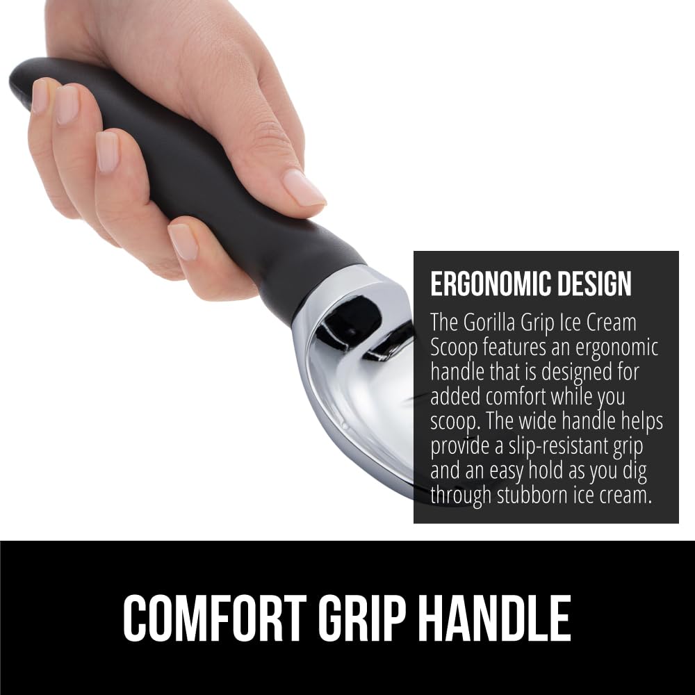 GORILLA GRIP Heavy Duty Ice Cream Scoop - Ergonomic Handle, BPA-Free, Hot Pink