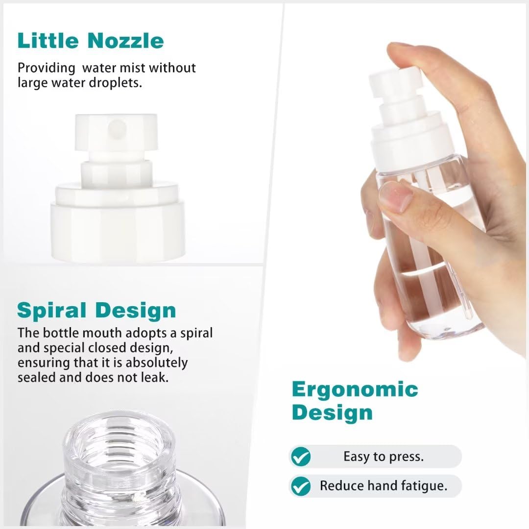 Givitasot 3Pack Small Spray Bottle, 2Oz Mini Spray Bottles, Clear Empty Travel Spray Bottle, Fine Mist Plastic Spray Bottles