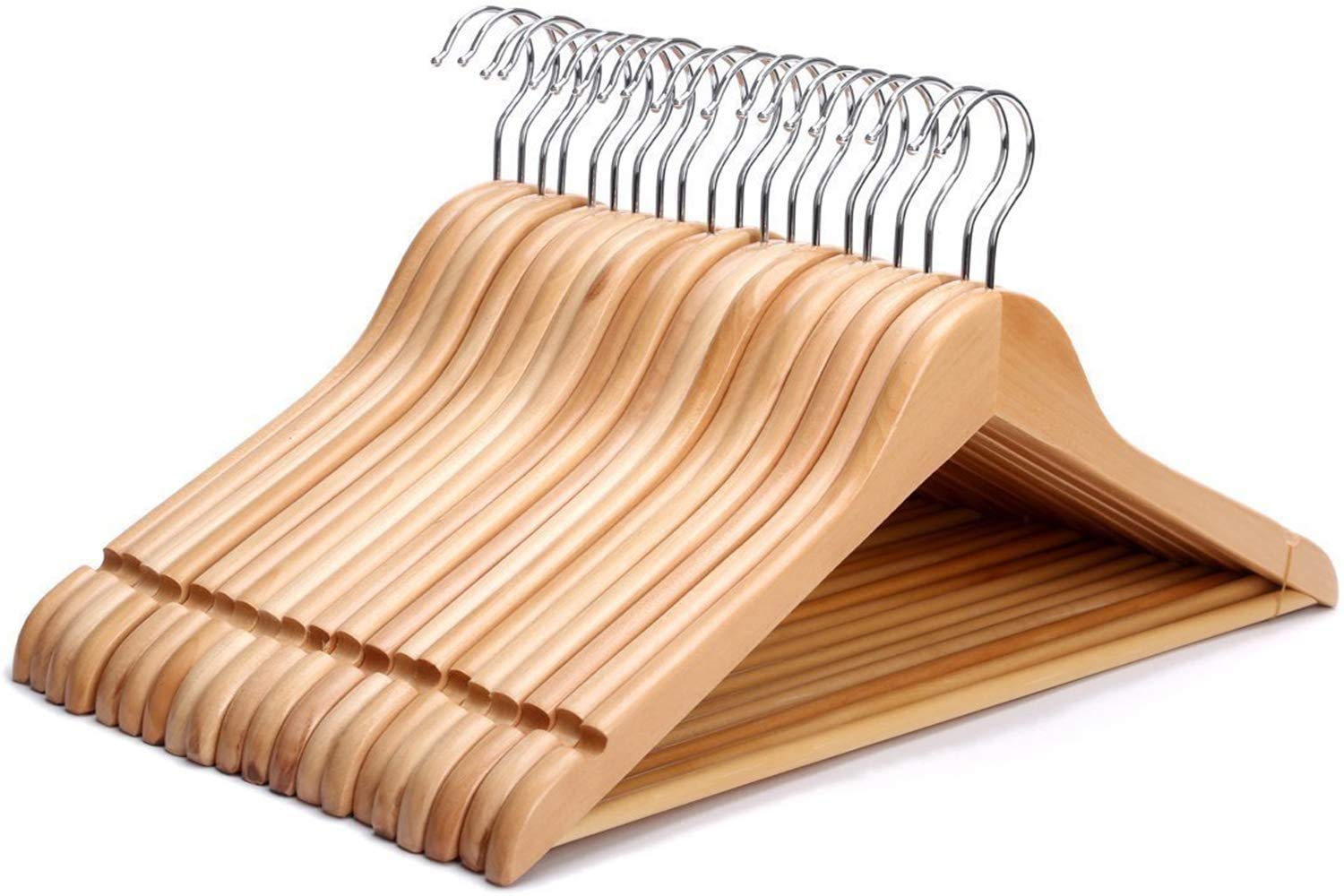 Golden Bird Solid Wooden Finished Wooden Hanger With 360 Swivel Hook And Precisely Cut Notches For Camisole, Jacket,Suit.Coat, P