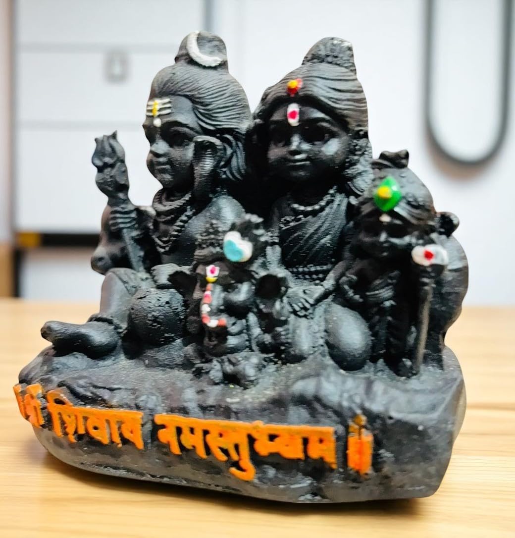 Srimaa Ventures Black Shiv Parivar Idol Of Shiva, Parvati, Ganesh, Kartikeya On Nandi Maharaj Murti Ideal For Mandir, Home Puja,