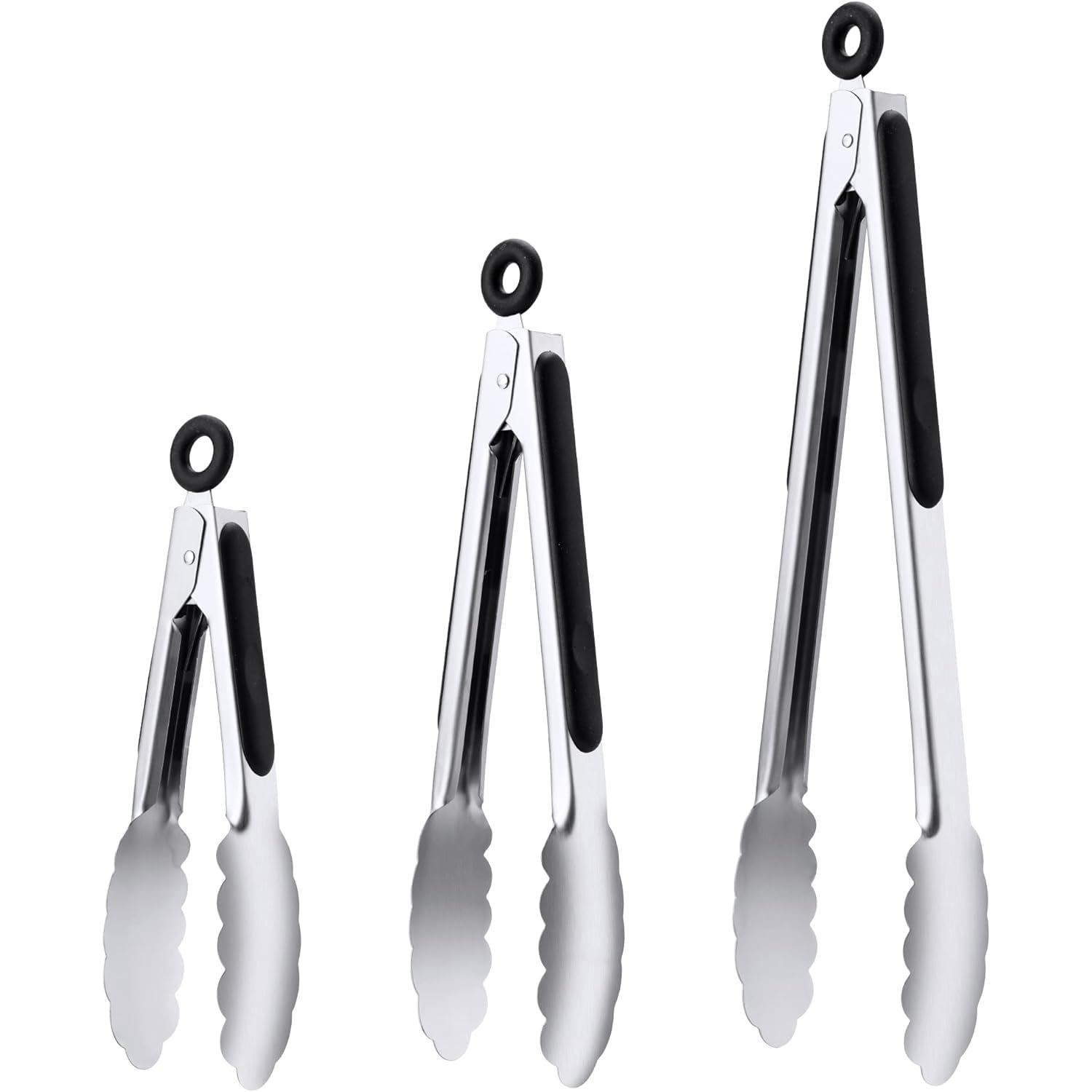 Stainless Steel Kitchen Tongs Set of 3  Food Grade Stainless Steel Metal Tongs BBQ Tongs  for Cooking Barbecue  Grilling  Buffet Serving (7''+9''+12'')