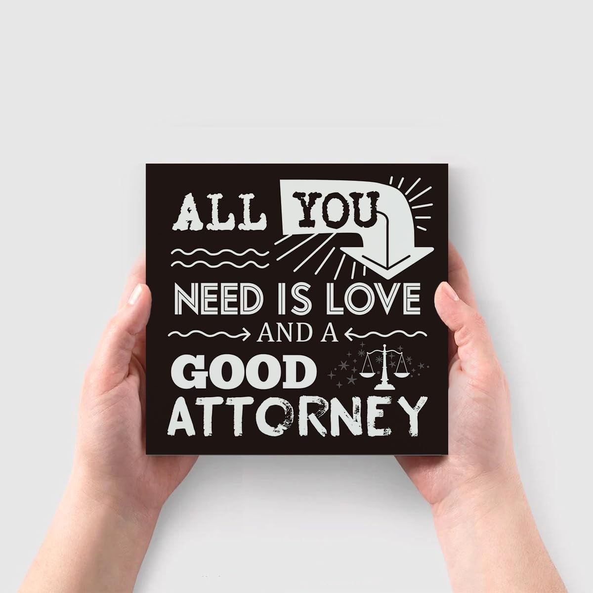 Summerjokes Funny Lawyer Gifts for Men Women, All You Need is Love and a Good Attorney Wooden Box Sign Home Office Desk Decor fo
