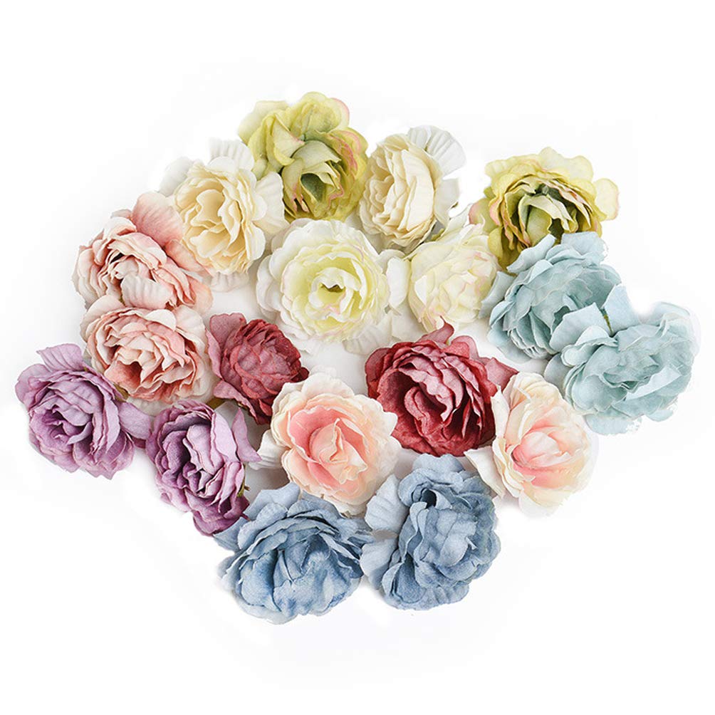 Teensery 24 Pcs Artificial Rose Flower Heads Silk Flower for Wedding Bouquet Decoration Home Decor Party Supplies DIY Crafts, 1.