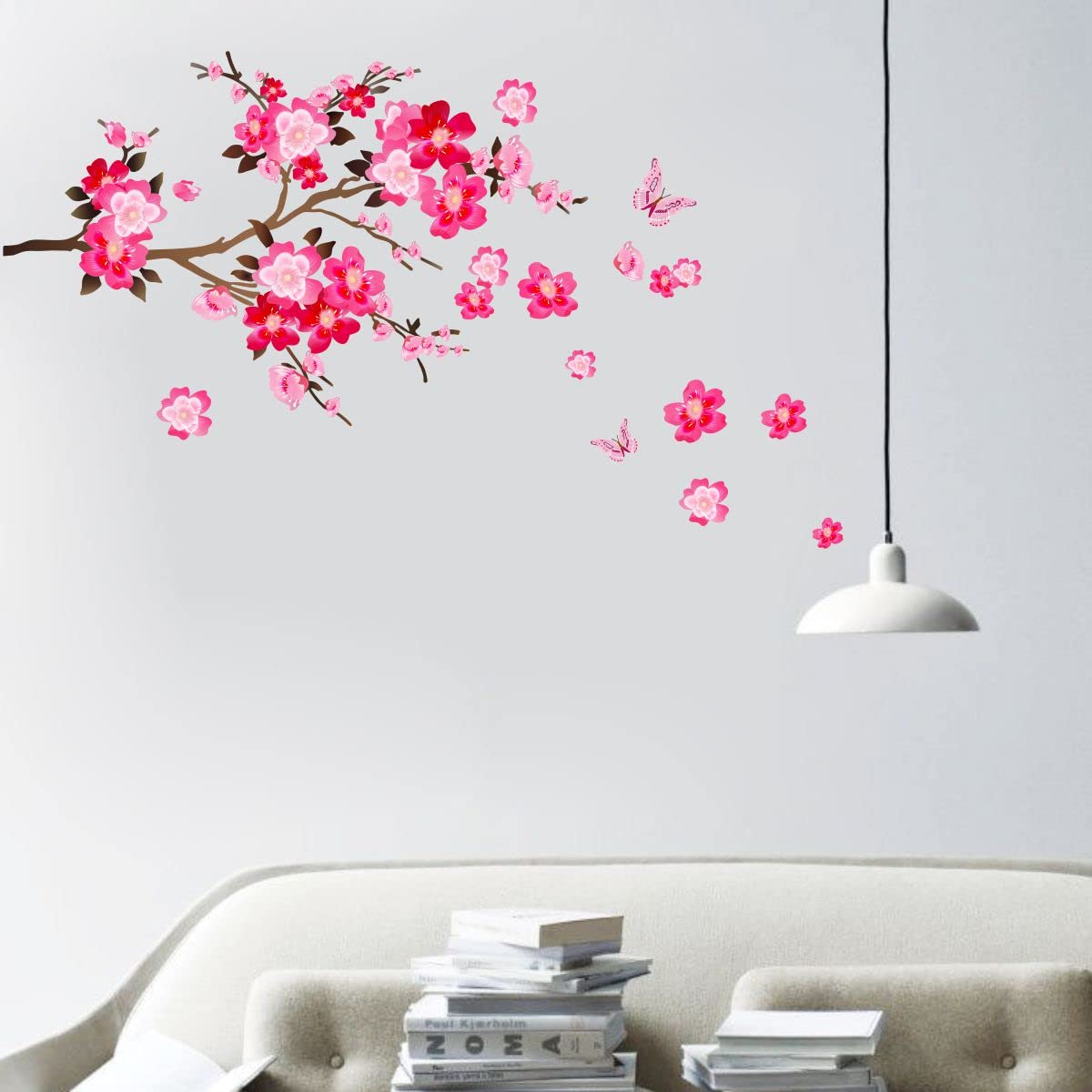 Sticker Studio Pink Floral Branch Wall Sticker and Decals Viny,Multicolour (58Cm X 48Cm)