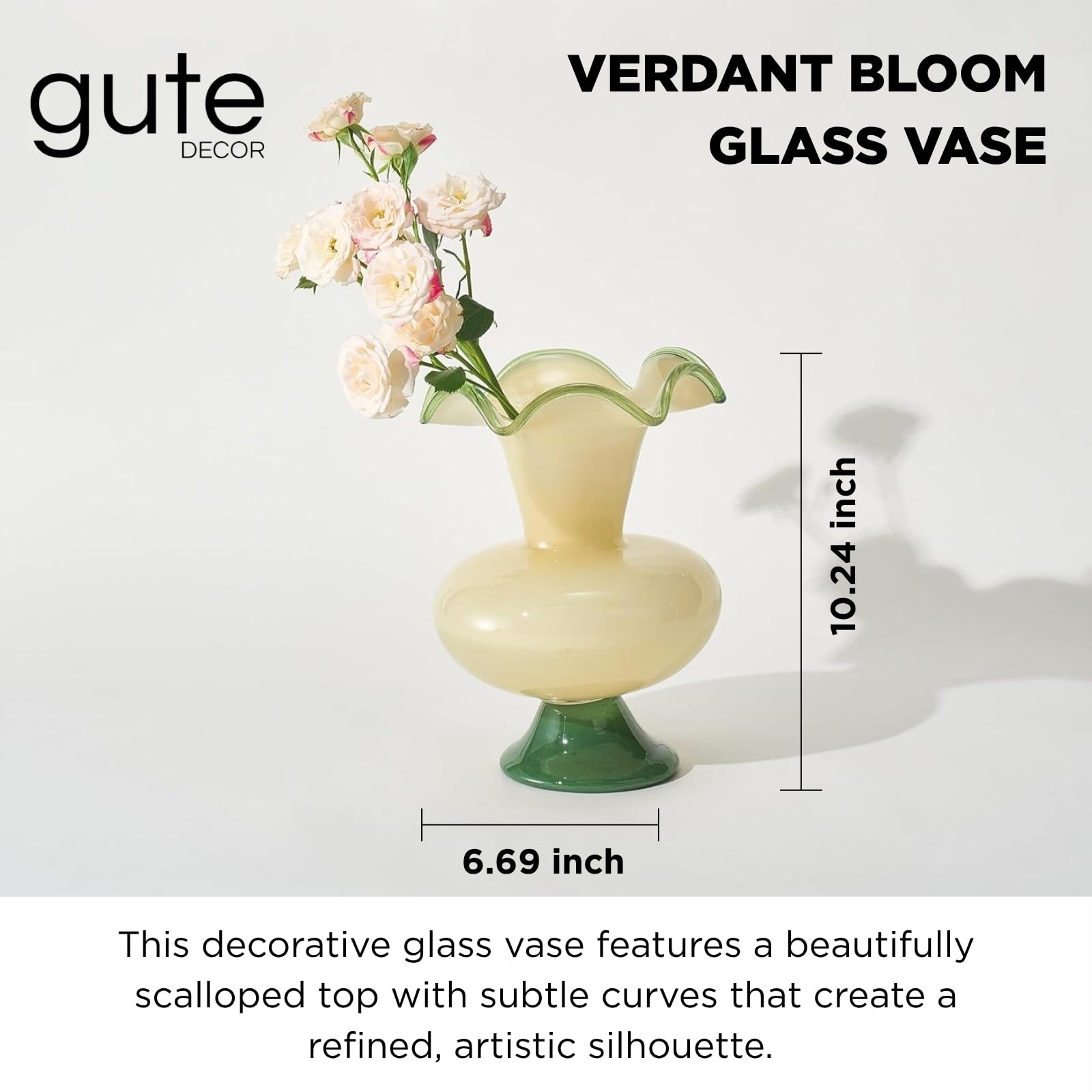 Glass Meadow Hand-Blown Glass Flower Vase  Décor - 11"