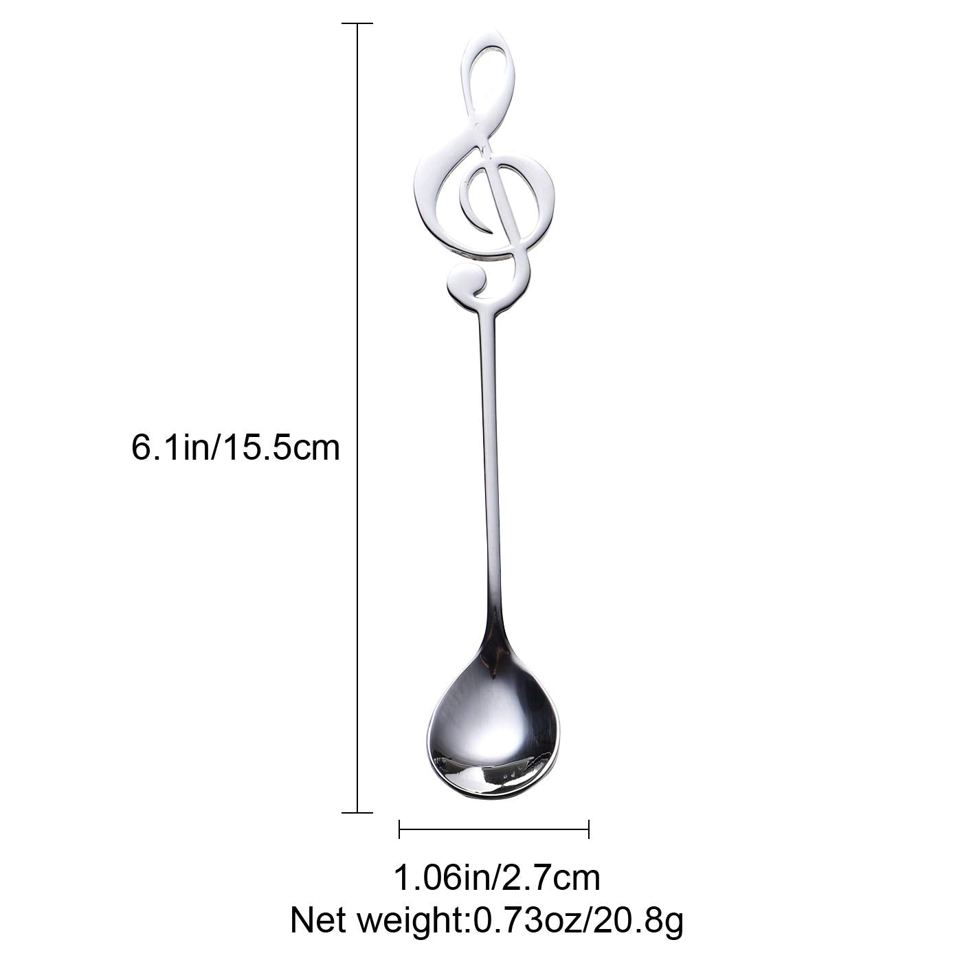 Music Note Spoons 6-Pack Creative Cute Teaspoons 18/10 Stainless Steel Staff Musical Notation Shaped Coffee Spoons By Ironx (Sil