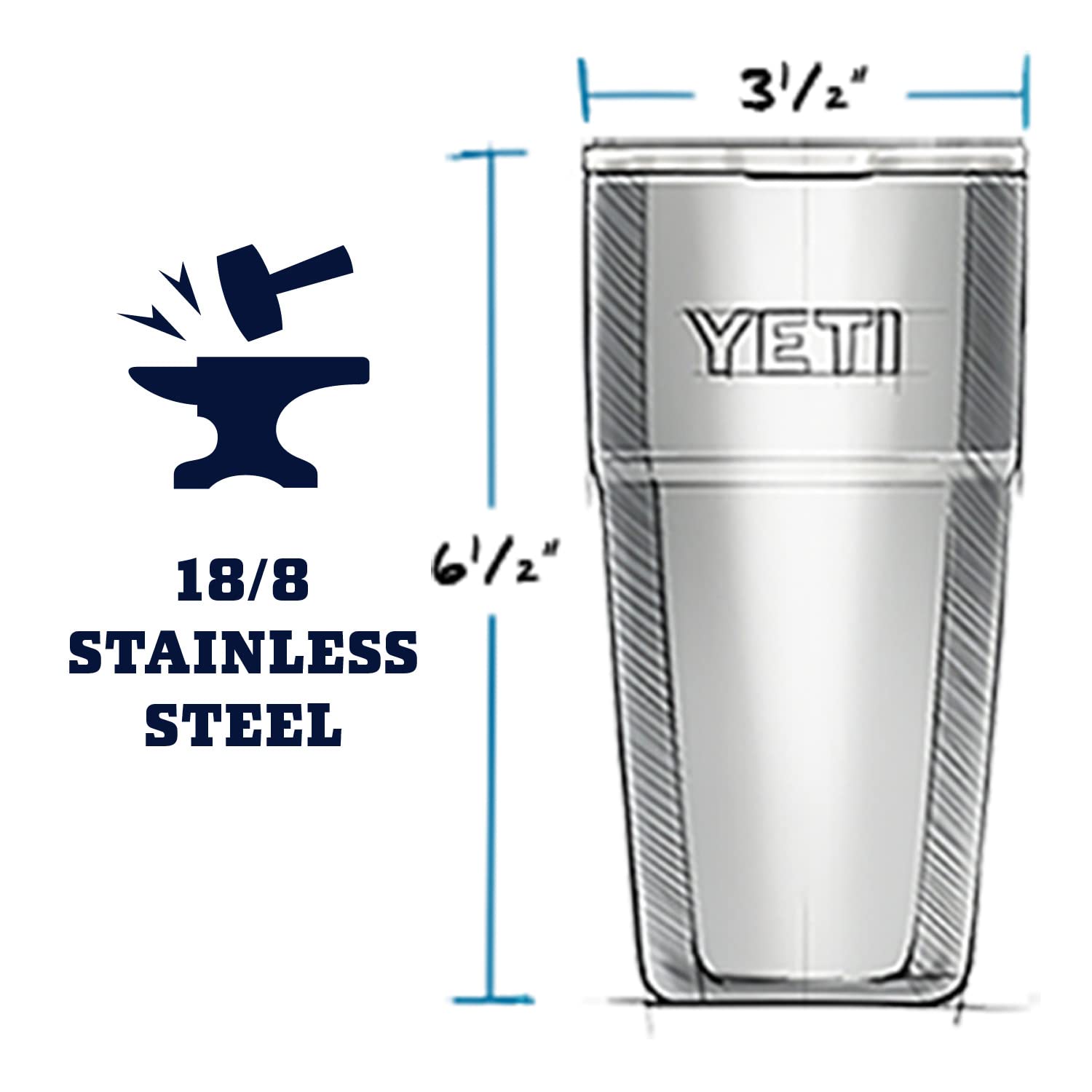 YETI Rambler 16 oz Stackable Pint - Vacuum Insulated Stainless Steel, Canopy Green, Model 7000001546