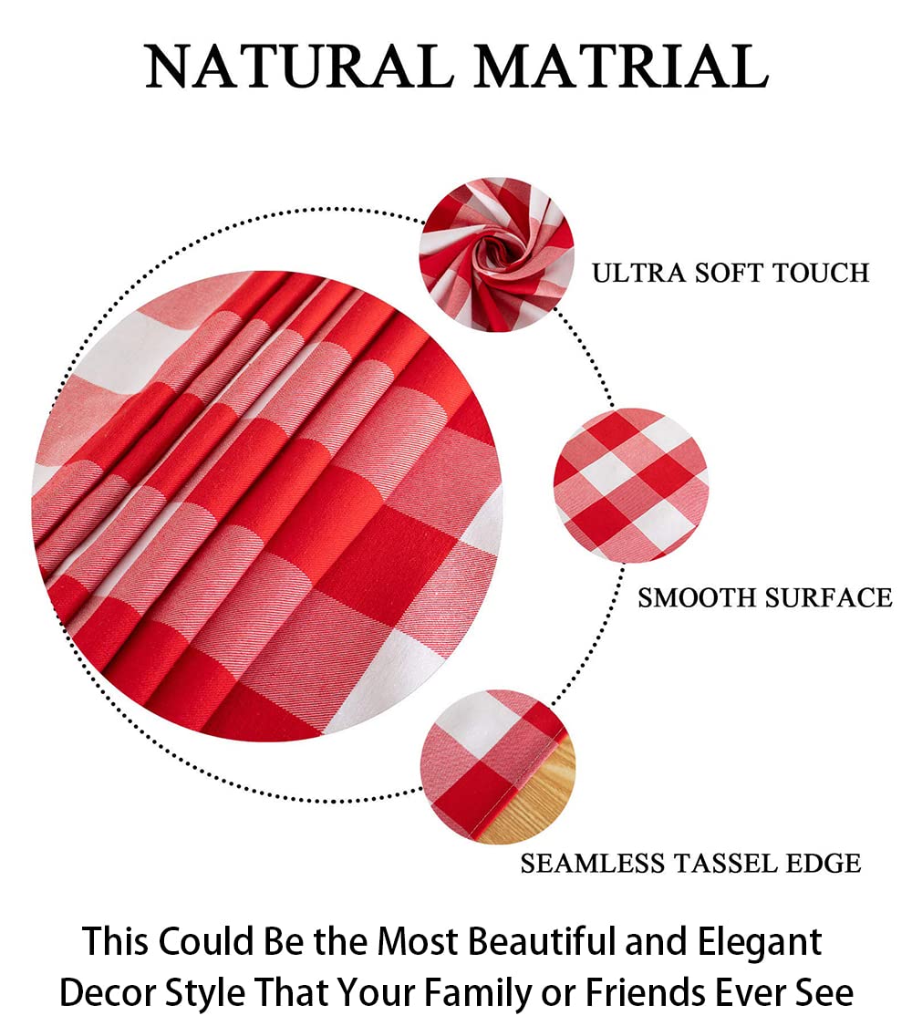 Shinybeauty Checked Square Tablecloth 54X54-Inch Red And White Buffalo Plaid Tablecloth Washable Cotton Table Cover Gingham Tabl