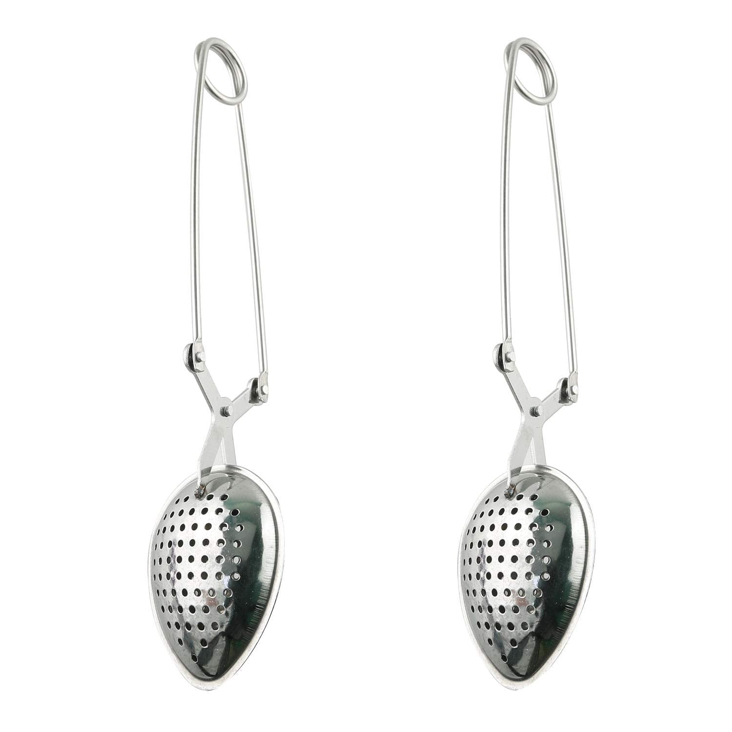 Tegg Tea Infuser 2Pcs Stainless Steel Leaves Shape Spices Snap Spoon Tea Filter Strainer With Long Handle For Loose Leaf Tea And