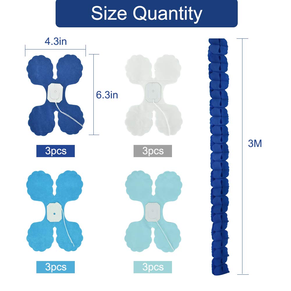 Beishida 12Pcs Four Leaf Clover Paper Garland 120Ft Navy Blue Ocean Party Streamers Tissue Flower Reusable Hanging Banner For We