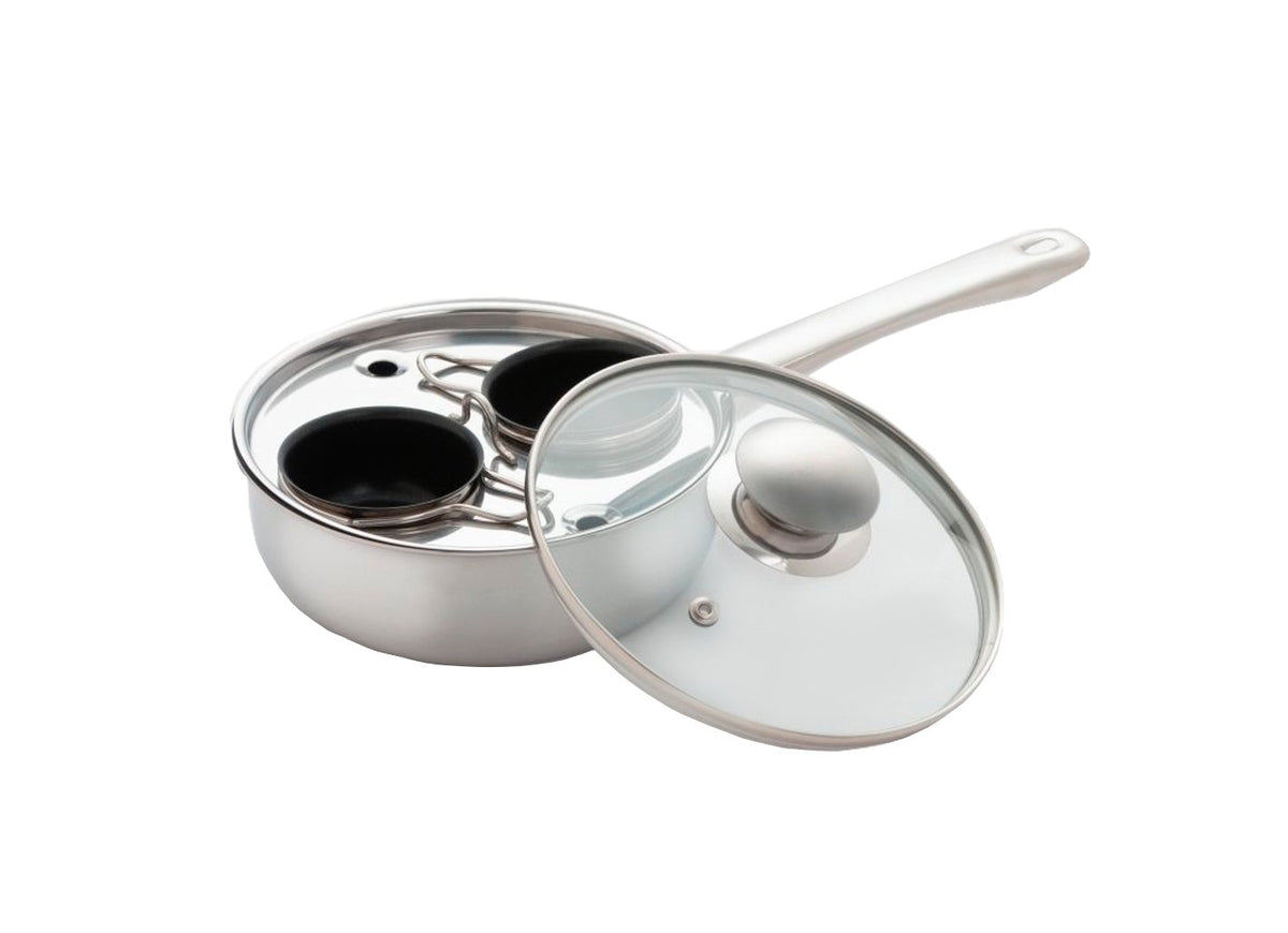 Excelsteel 18/10 Stainless Steel 2 Cup Egg Poacher, Non Stick Easy Use Kitchenware Rust Resistant Stove Top Breakfast Brunch Coo