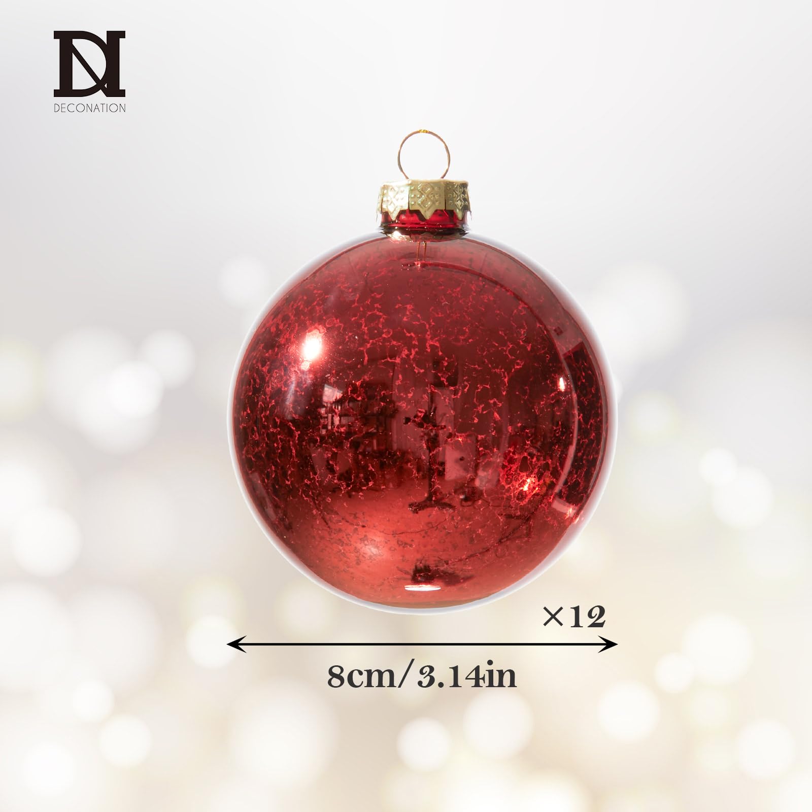 DN DECONATION Christmas Tree Decorative Hanging Ornaments, Red Mercury Glass Ball Set, 3.14    Tree Ornaments for Christmas Deco