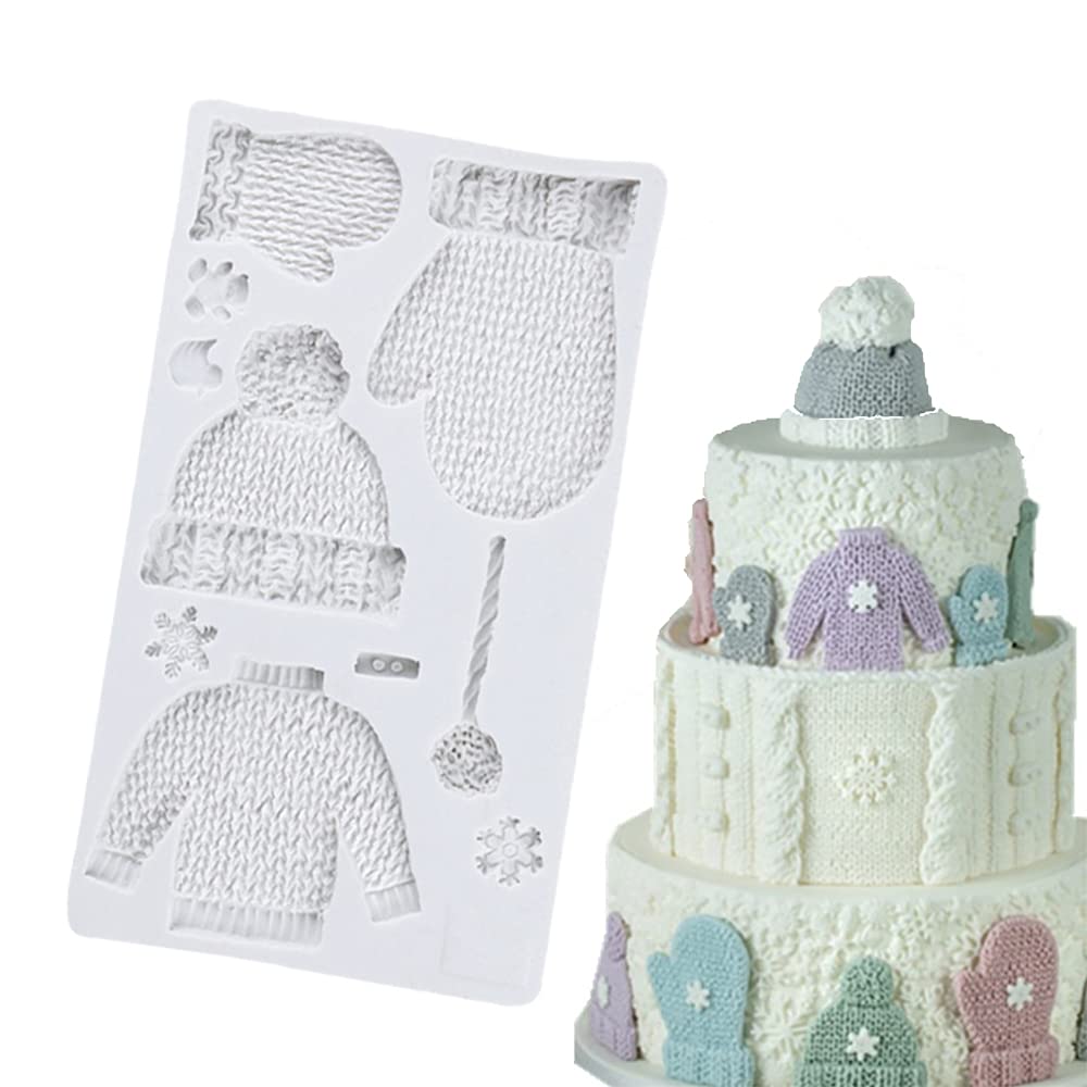 Gulinaza Knitting Silicone Fondant Mold For Gum Paste Icing Cake Cupcake Topper Polymer Clay Decorating