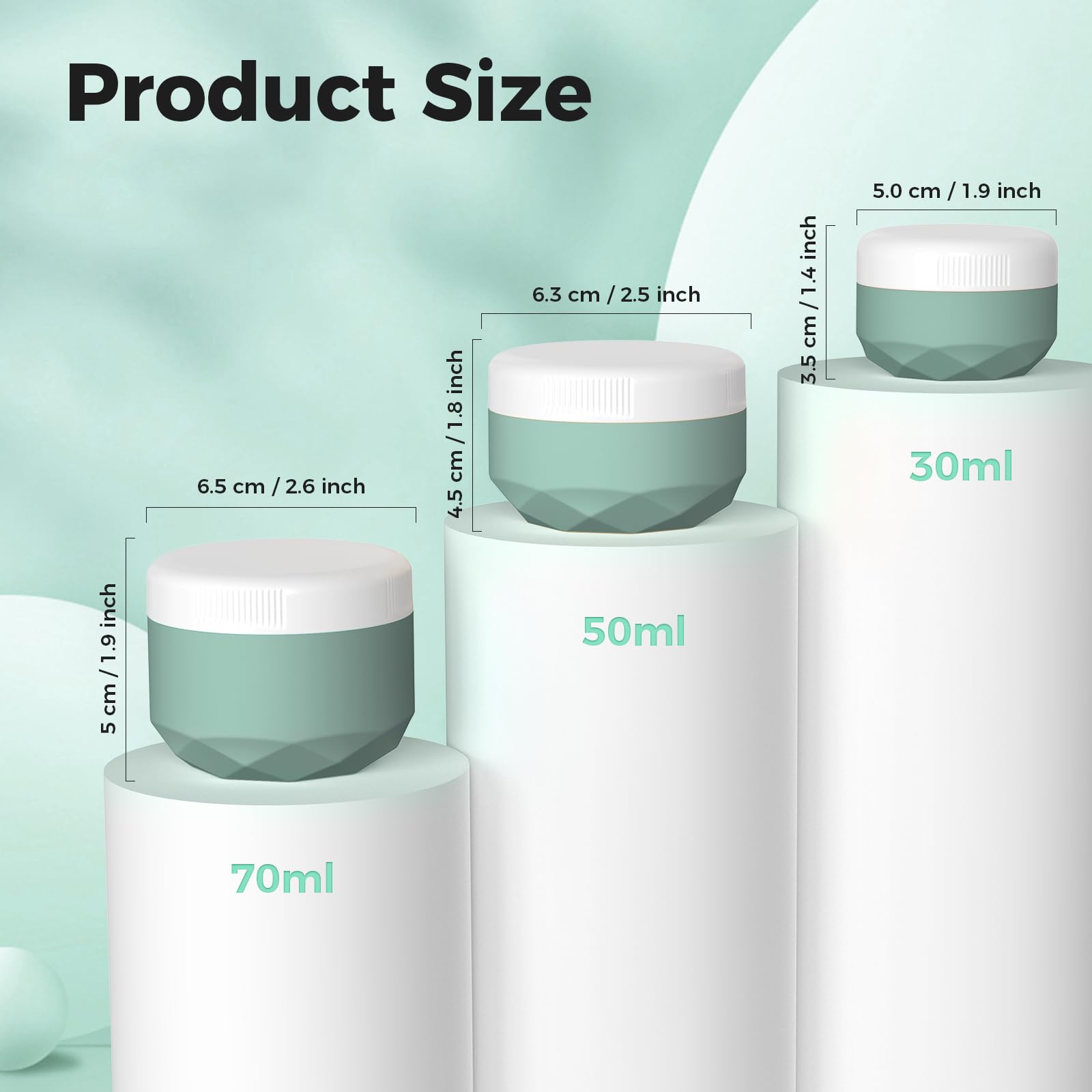 Travel Containers For Toiletries, Silicone Cream Jars Tsa Approved 1.7Oz Travel Size Containers With Toiletry Bag, Wide Mouth Le