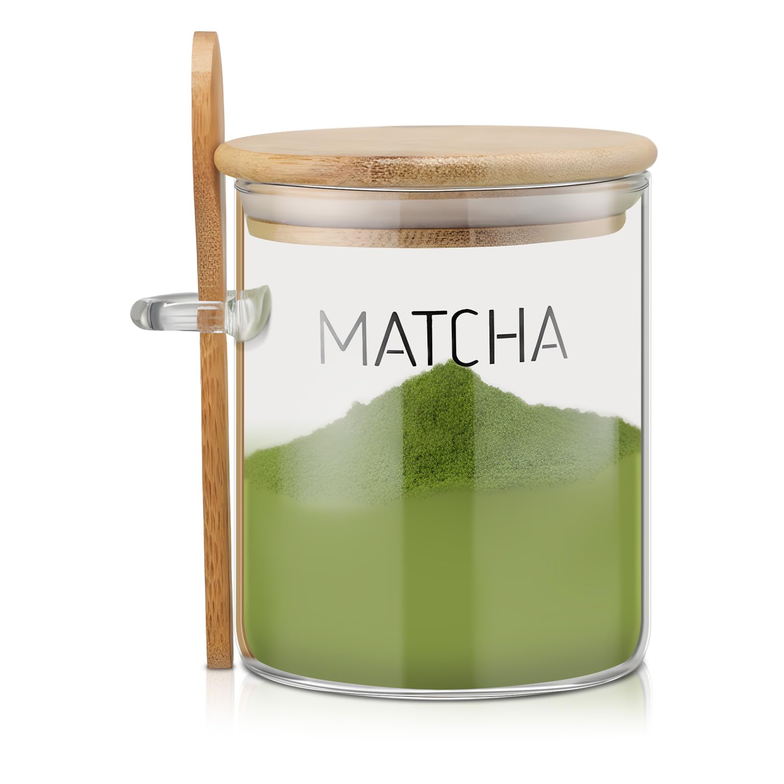 Suclain 15 oz Matcha Glass Container with Airtight Lid and Spoon