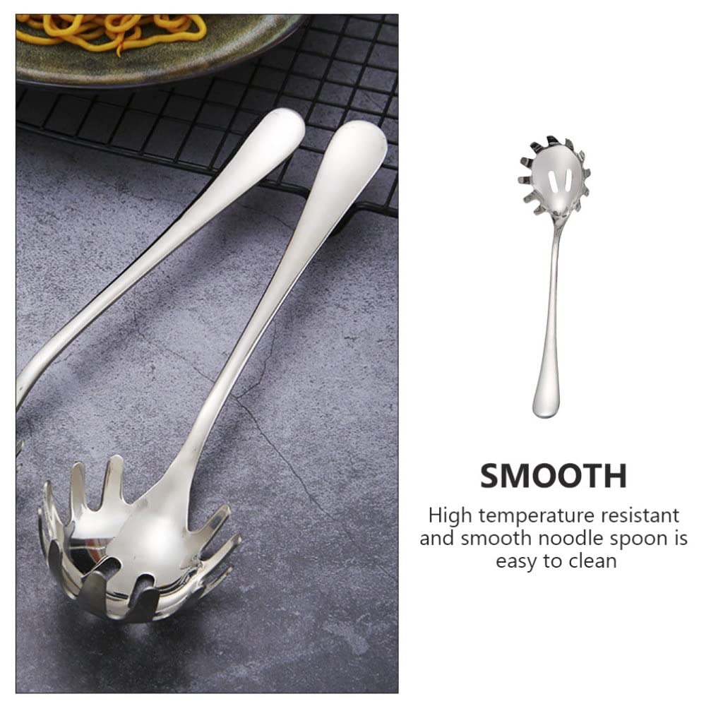Cabilock Stainless Steel Spaghetti Server Spoon With Teeth Kitchen Noodle Scoop Dumpling Serving Claw Pasta Fork Server Ice Cube