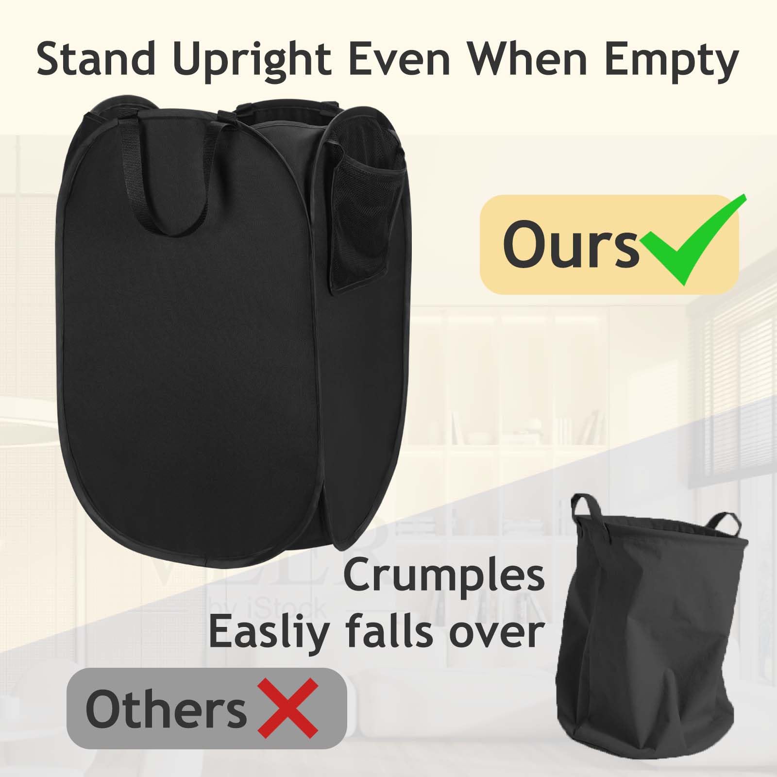 2024 Upgraded Oxford Pop-Up Laundry Hamper 2 Pack, 70L(18.5 Gal) Laundry Basket With Durable Handles Solid Bottom High Carbon St