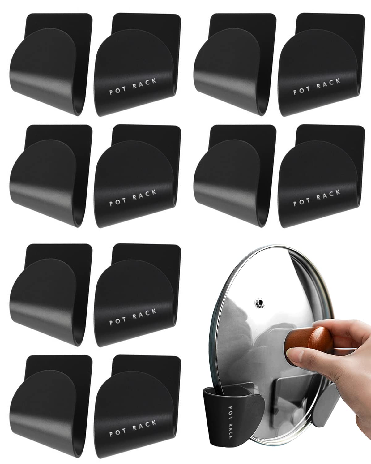 Tendiren Pot Lid Organizer, 6 Pairs Of Adjustable Wall Mount Pot Lid Holder Cabinet Door, Pot And Pan Hangers For Kitchen Wall M