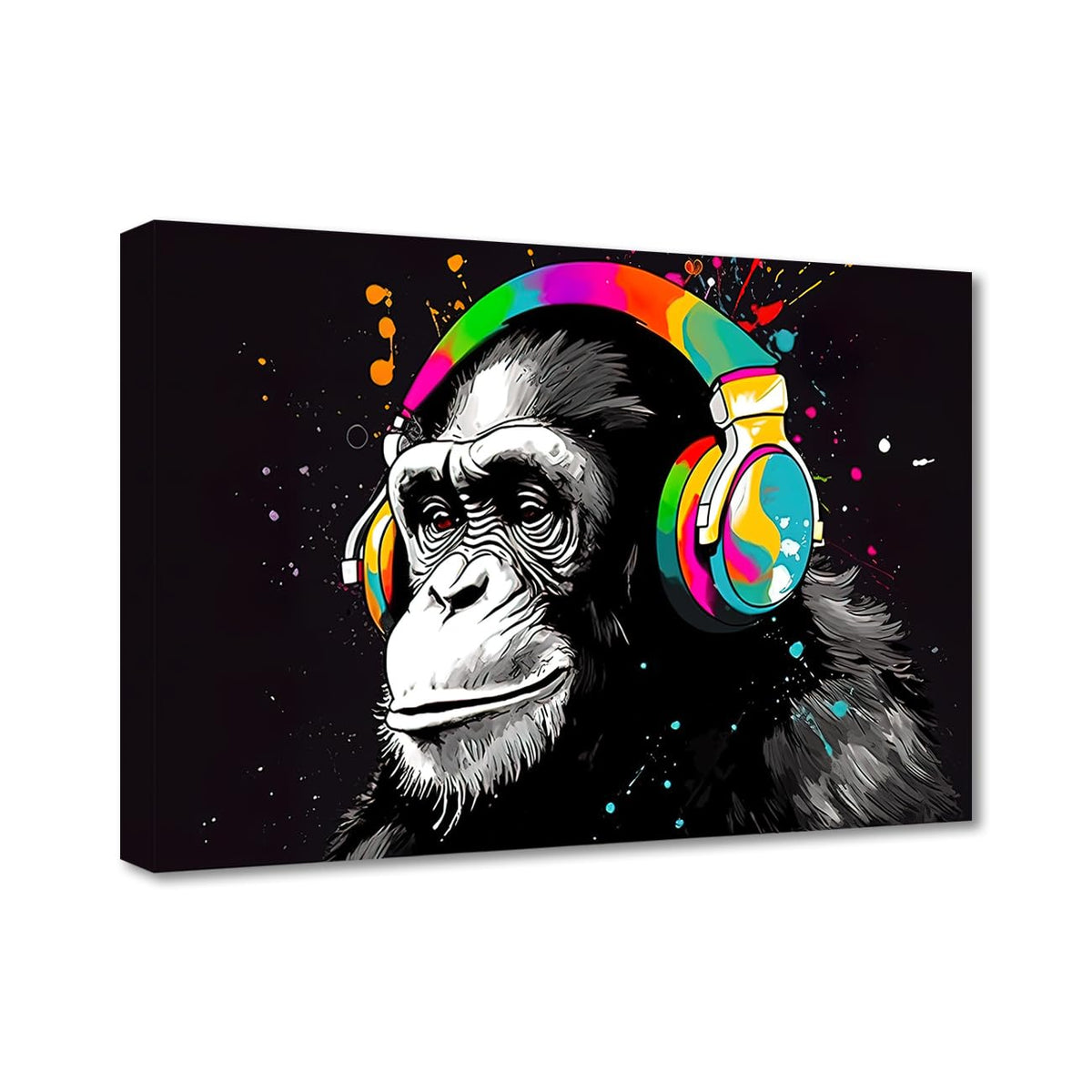 Lzimu Cool Monkey Wall Art Monkey Chimps With Headphones Animal Canvas Painting Music Dj Gorilla Posters Prints For Teen Boys Be