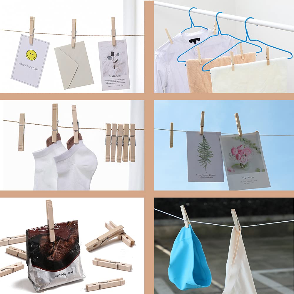 Clothes Pins Wood For Hanging Clothes,3.5 Inch?100Pcs? Heavy Duty Wooden Clothespins,Clothes Pins For Craft,Wooden Clips For Pic