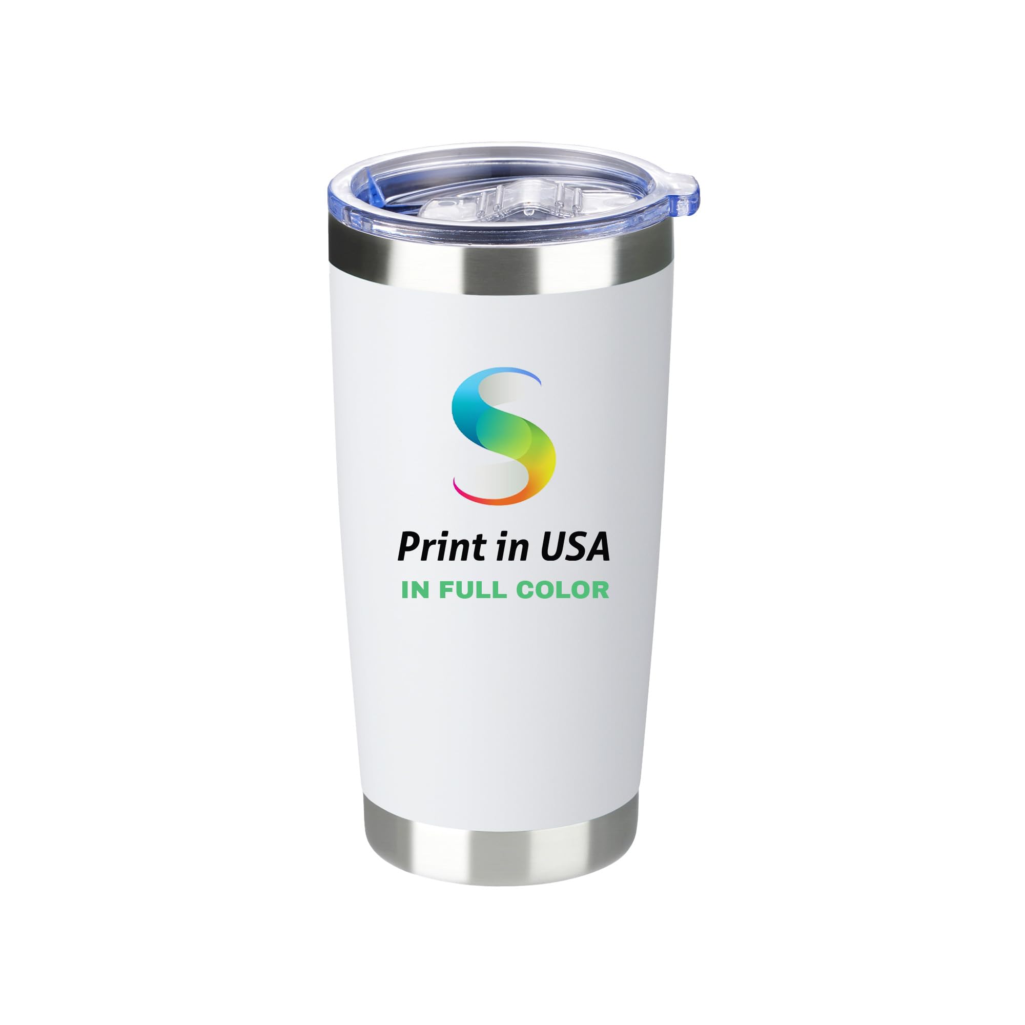 Tumzak Personalized Custom Print in USA Tumbler 20oz Stainless Steel Double Wall Coffee Cup with Lid & Straw Insulated Tumbler w