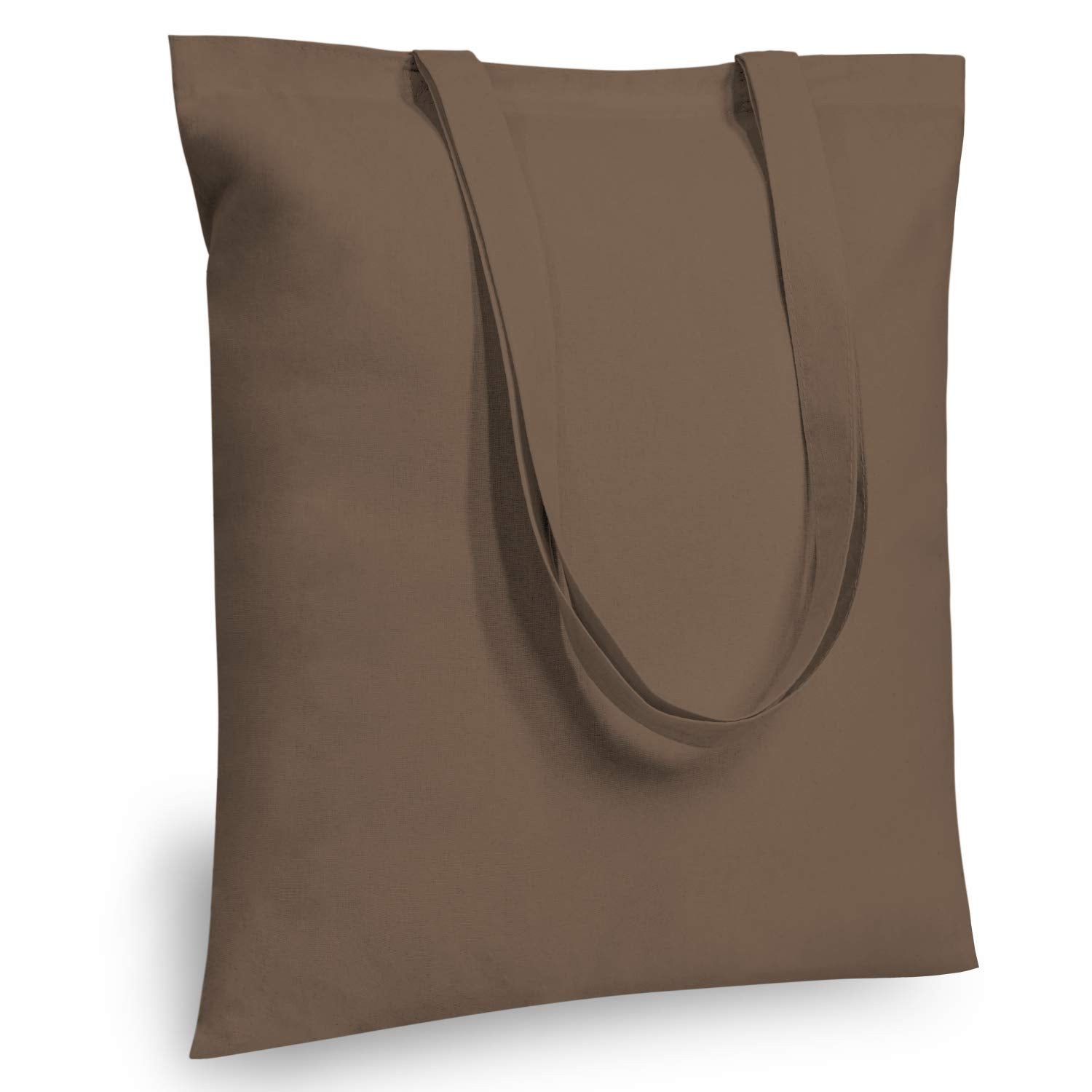 Topdesign 24-Pack Economical 16''X15'' Brown Cotton Tote Bag, Lightweight Medium Reusable Grocery Shopping Cloth Bags, Suitable