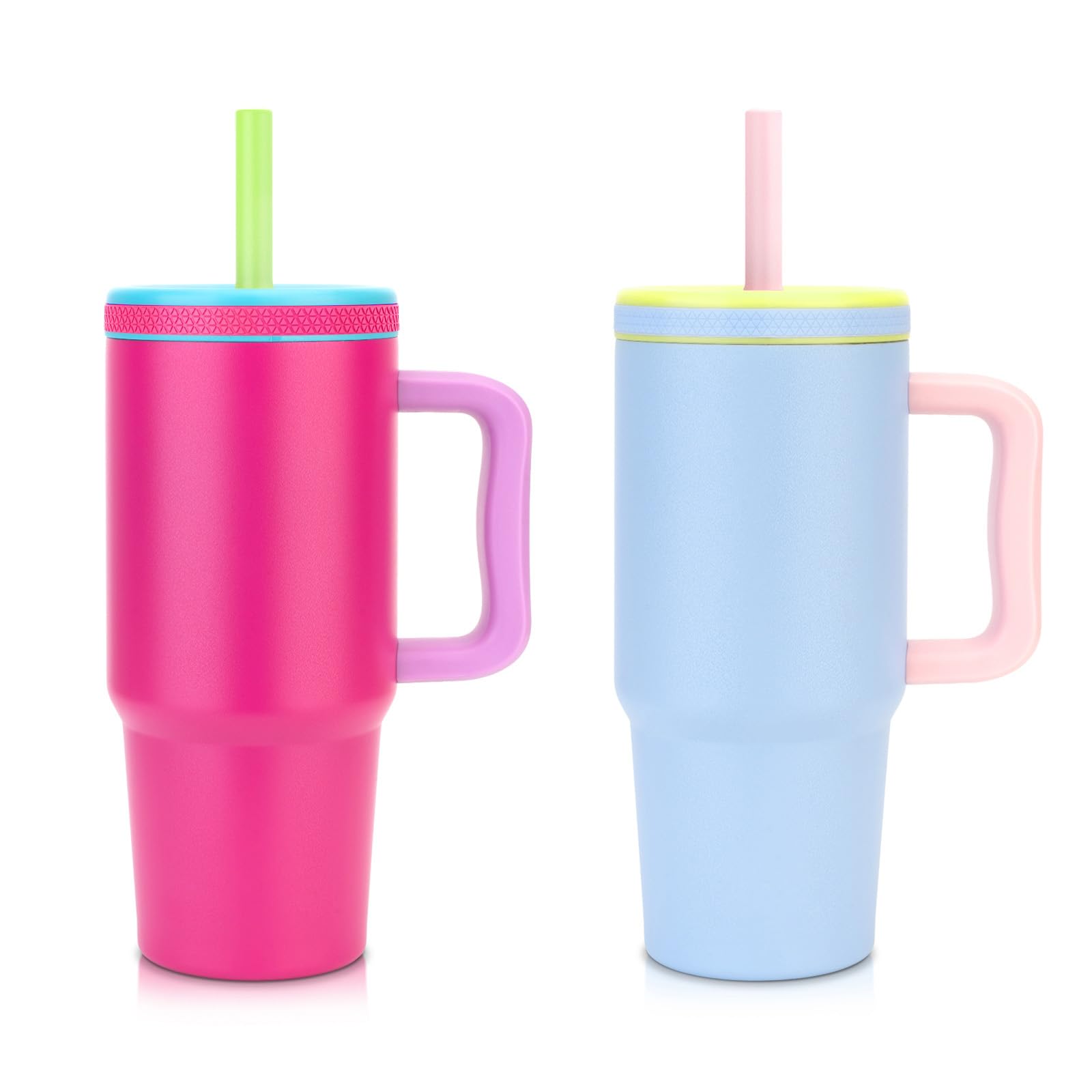 Luxgola 24oz kids stainless steel water bottle with handle and Silicone Lid