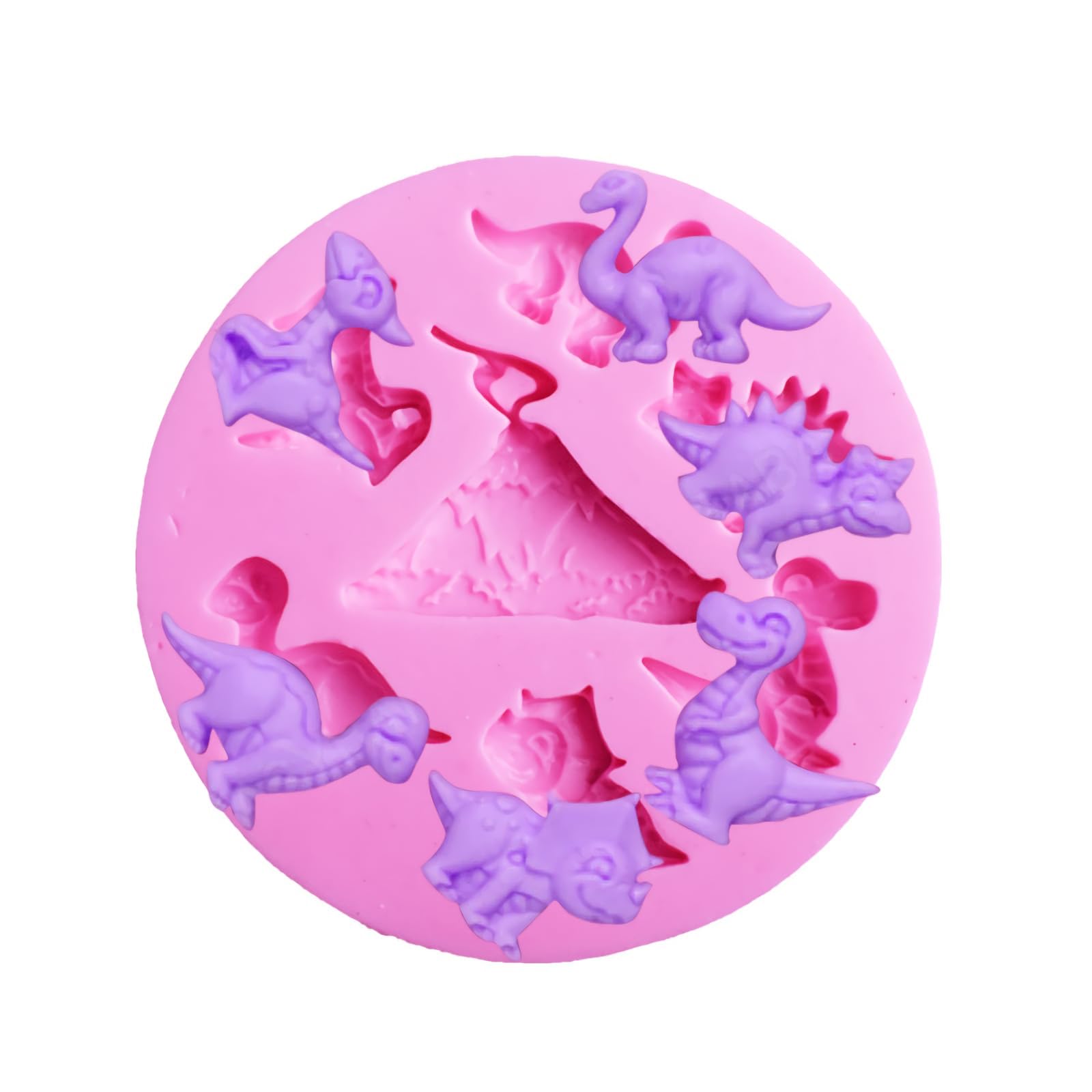 Moldfun Small Size Dinosaur Silicone Mold For Fondant, Cake/Cupcake Decorating, Candy, Gum Paste, Polymer Clay (3.1''X3.1''X0.4'