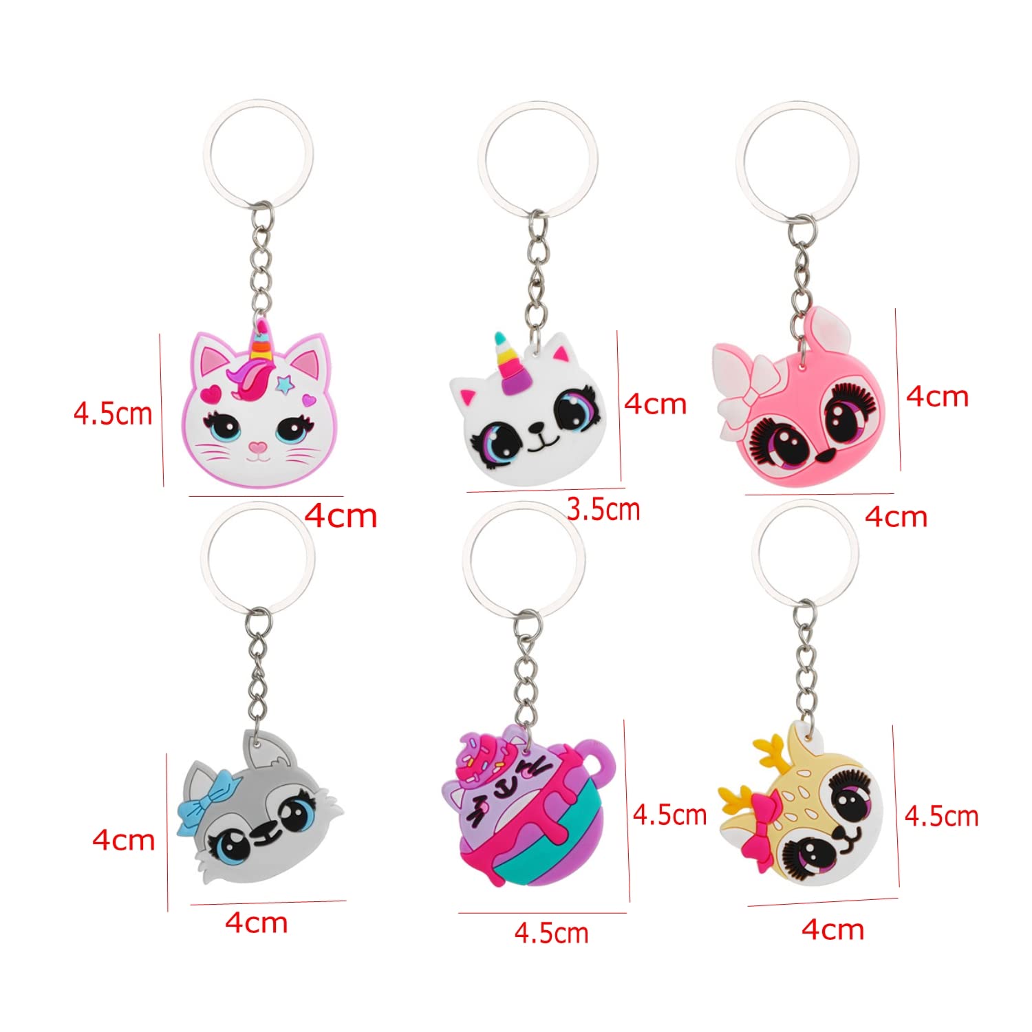 Jzk 30 Pcs Kitty Cat Keyring Set For Kids, Silicone Animal Keychains For Children Birthday Party Favours, Kids Party Bag Fillers