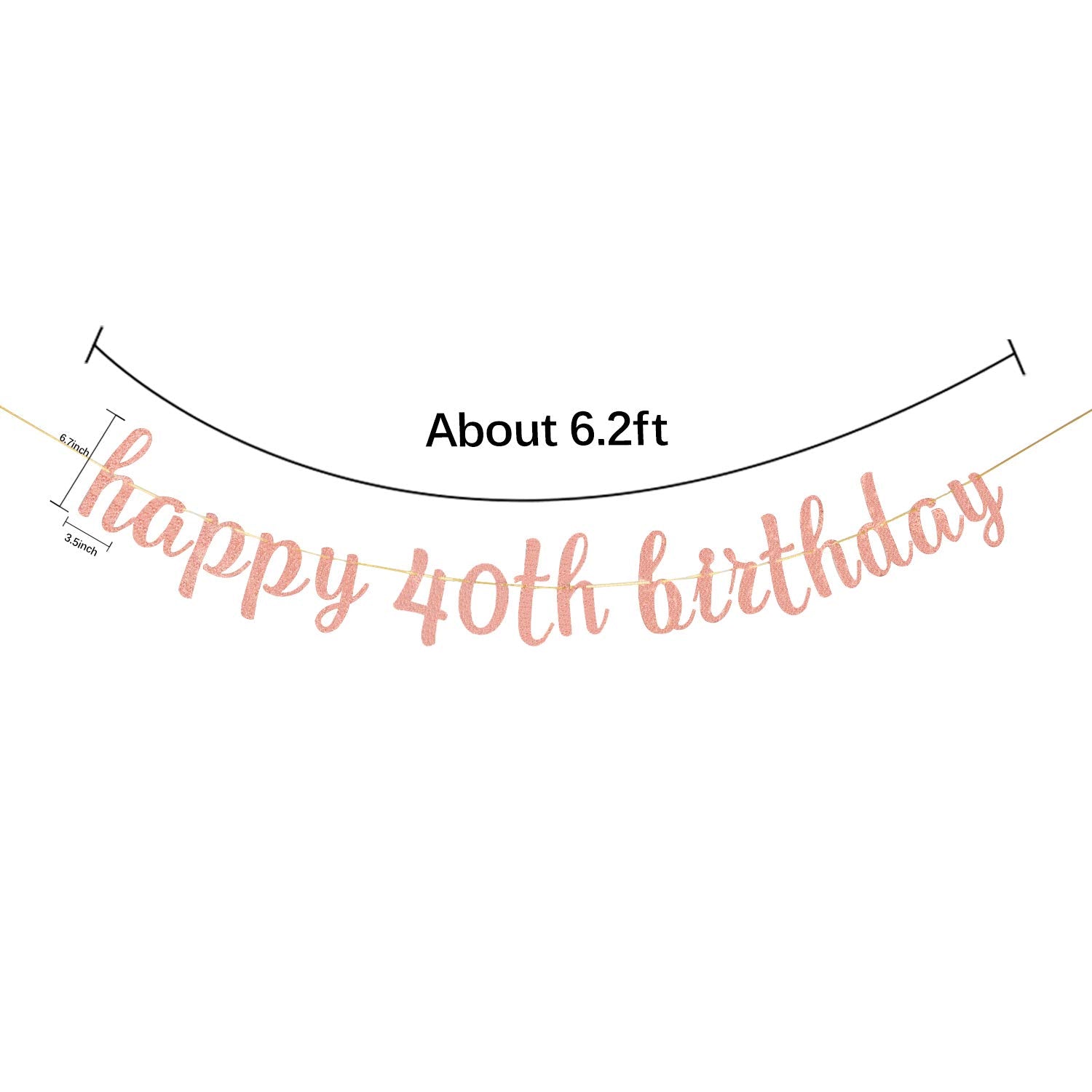 Innoru Glitter Happy 40Th Birthday Banner - Forty Sign Banner - Cheers To 40 Years Birthday Party Bunting Decorations Rose Gold