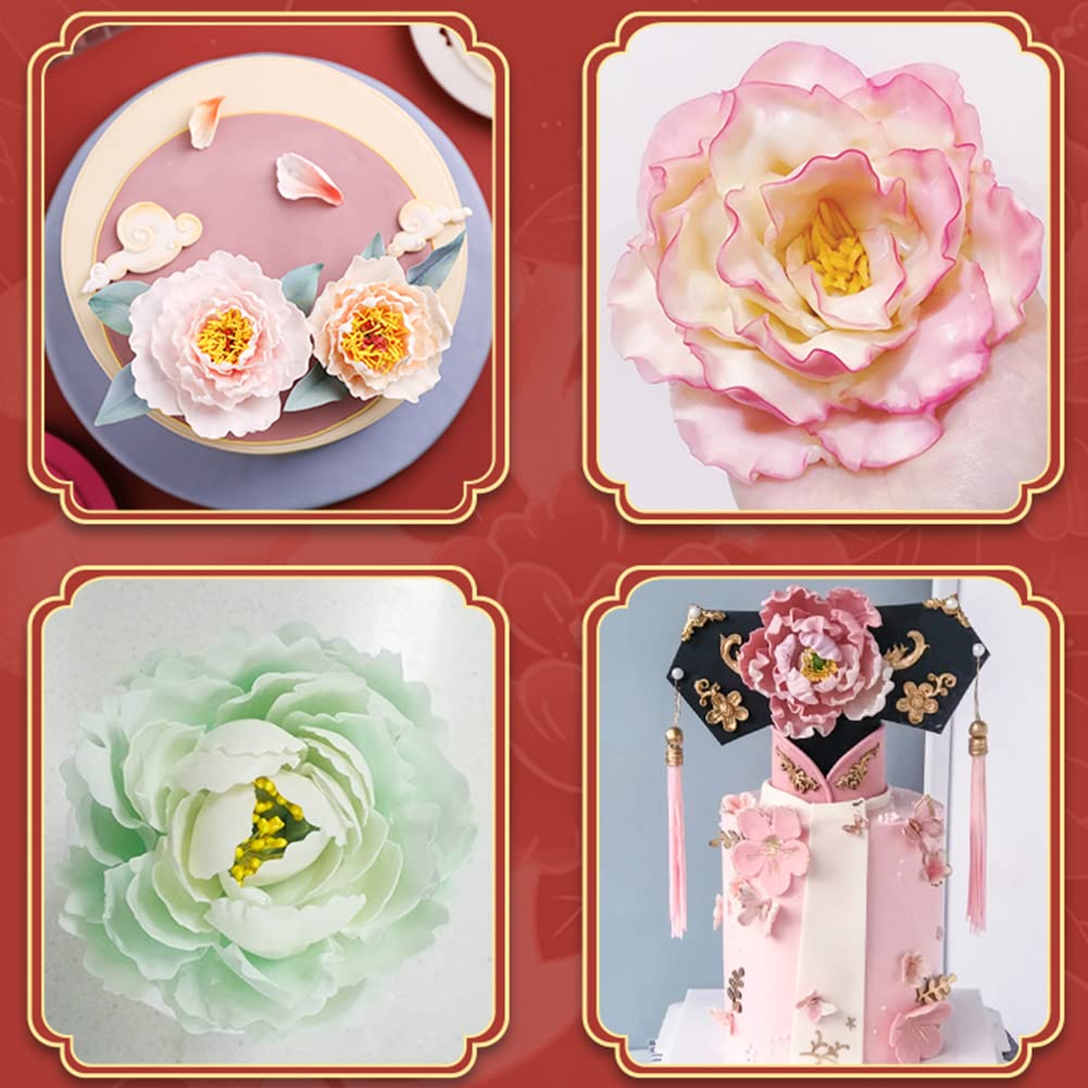 Sk 5-Piece Peony Fondant Cutters Set Sugarcraft Modeling Tools Kit For Cake Decoration Red