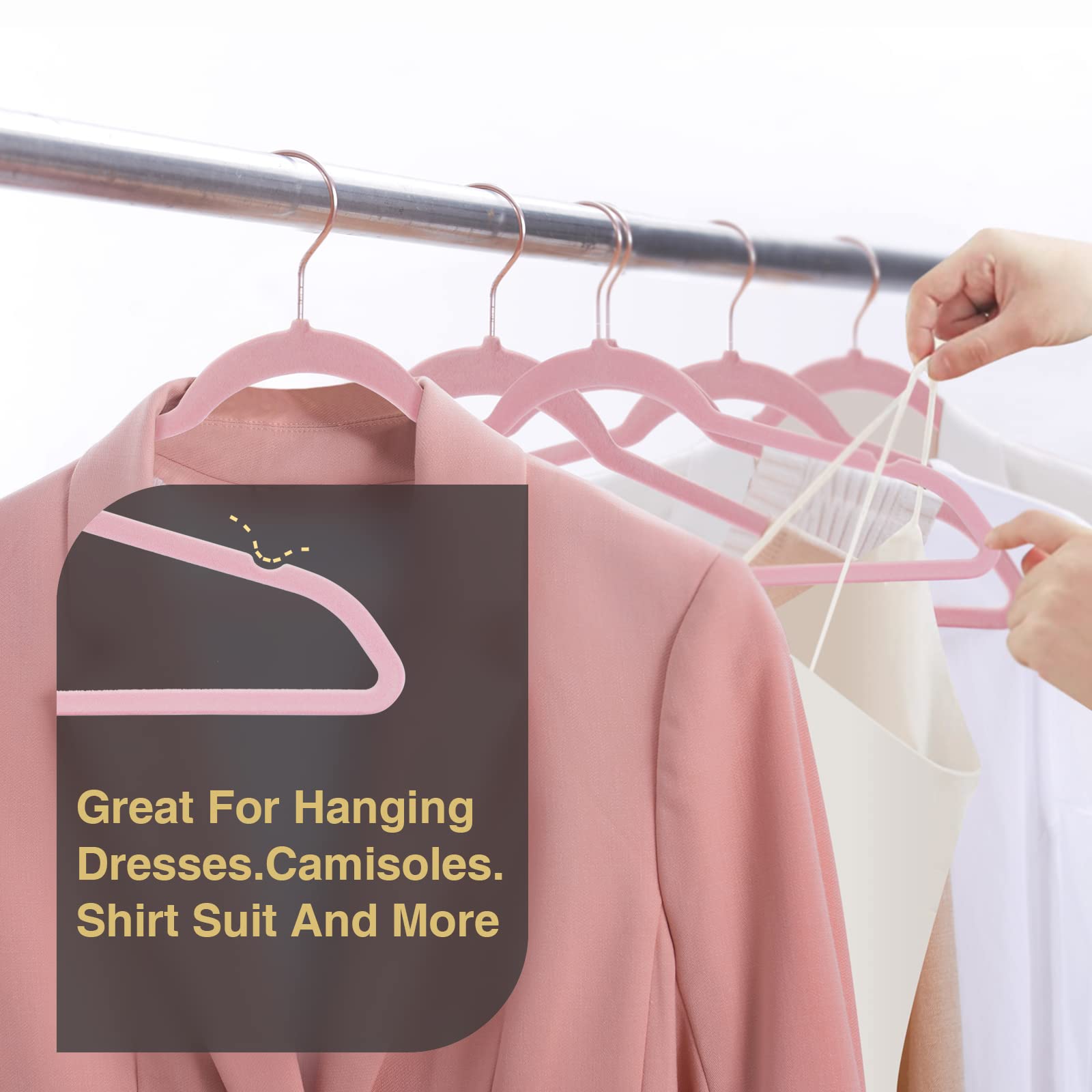 Ulimart Pink Velvet Hangers - Hangers 50 Pack - Hangers Non Slip Felt Hangers Durable Velvet Hangers Non Slip Clothes Hangers for Coats  Suit  Jackets  Pants & Dress Clothes Velvet Hangers