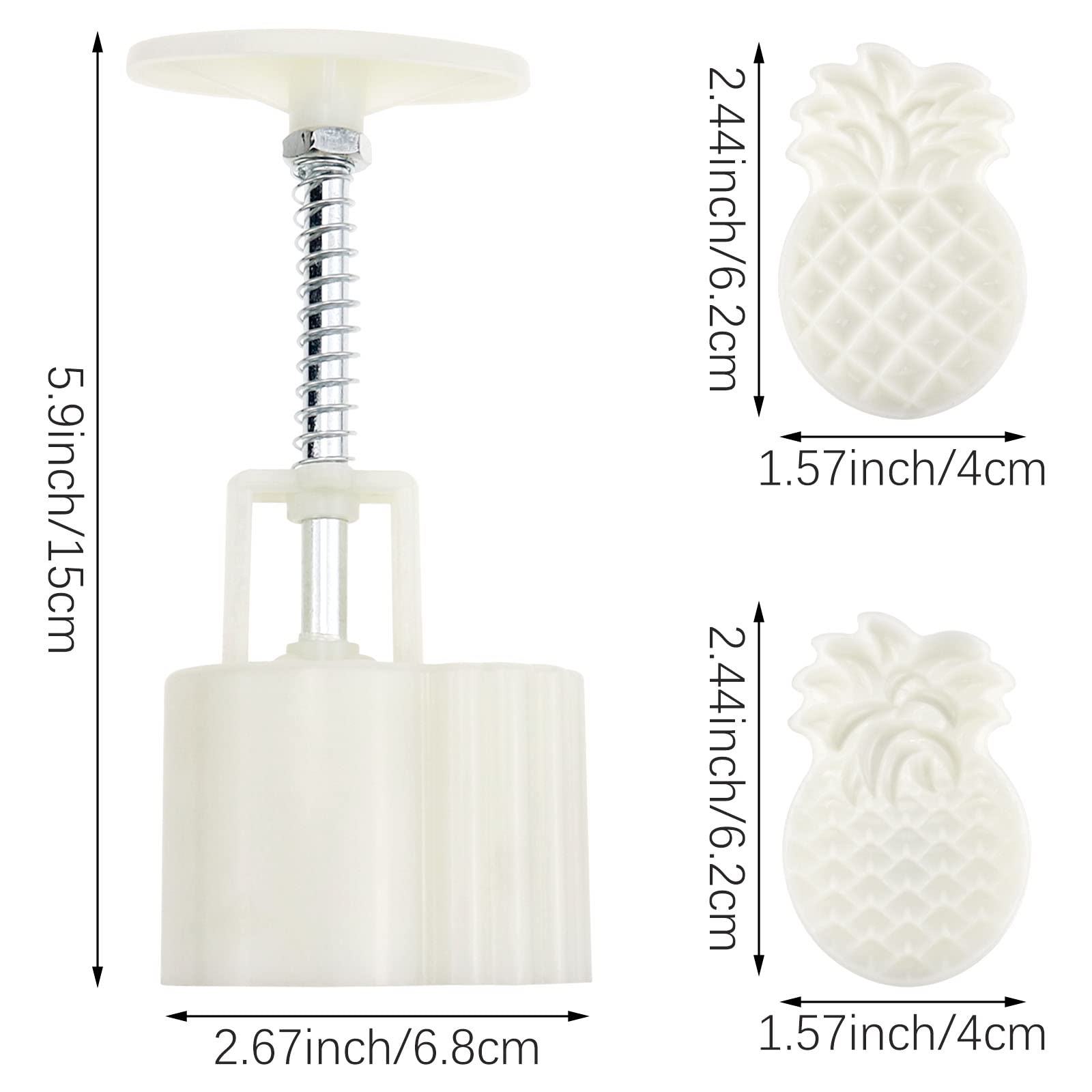 2 Set Pineapple Plastic Mooncake Mold Pineapple Lotus Stamp Hand Press Moon Cake Mould Pineapple Mooncake Cookie Cutter Bakeware