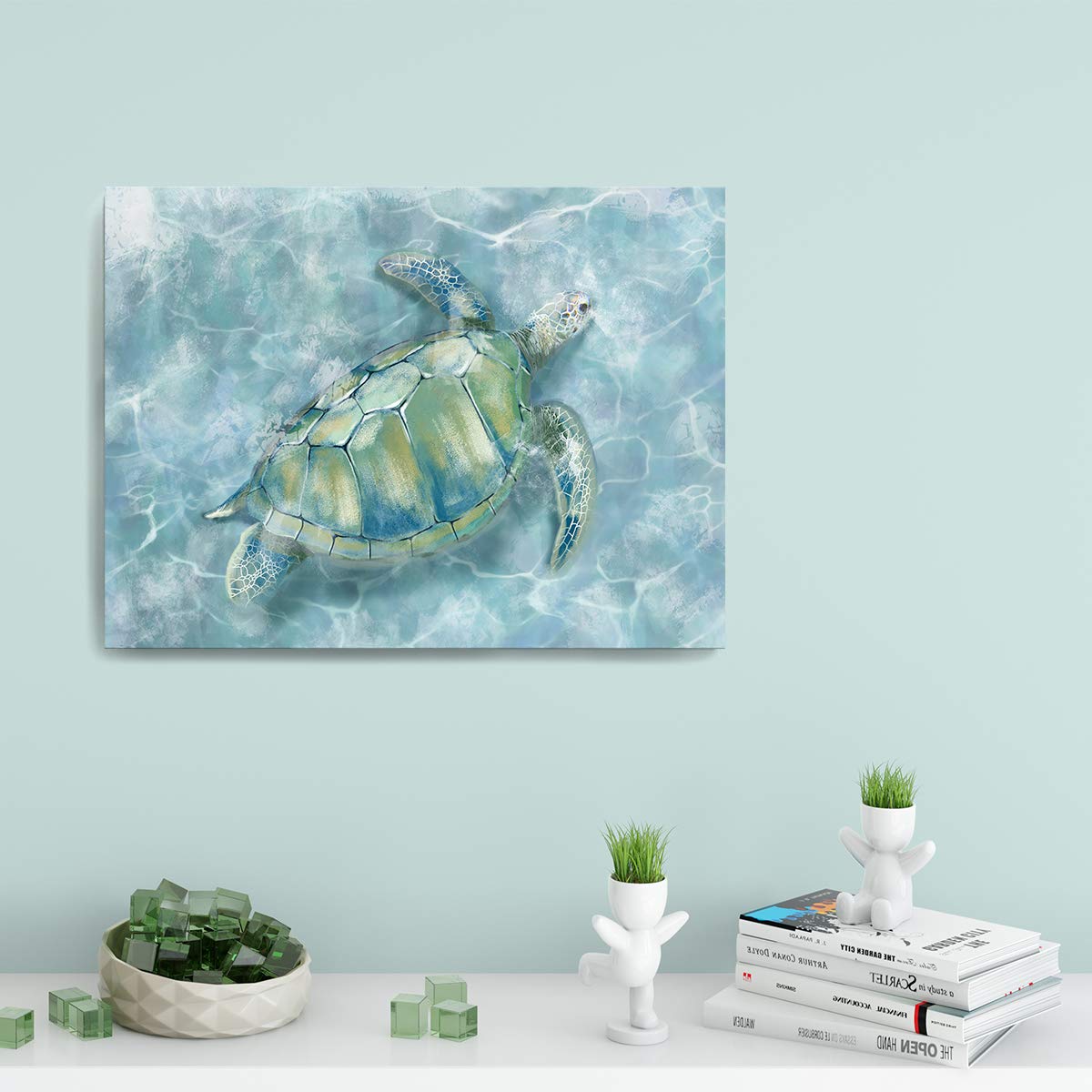 Yjyart Bathroom Wall Decor Sea Turtle Hd Pictures Print On Canvas Wall Art For Bedroom Kitchen Blue Coastal Room Decorations Art