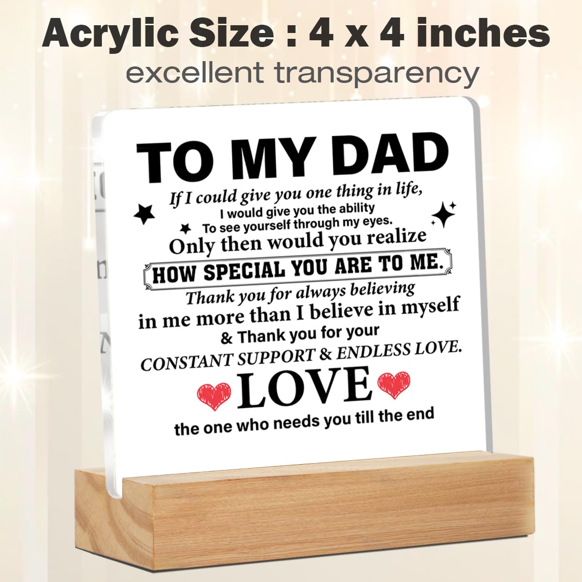 Acrylic Desk Plaque Sign - Best Dad Ever Gift for Christmas or Birthday From Daughter or Son