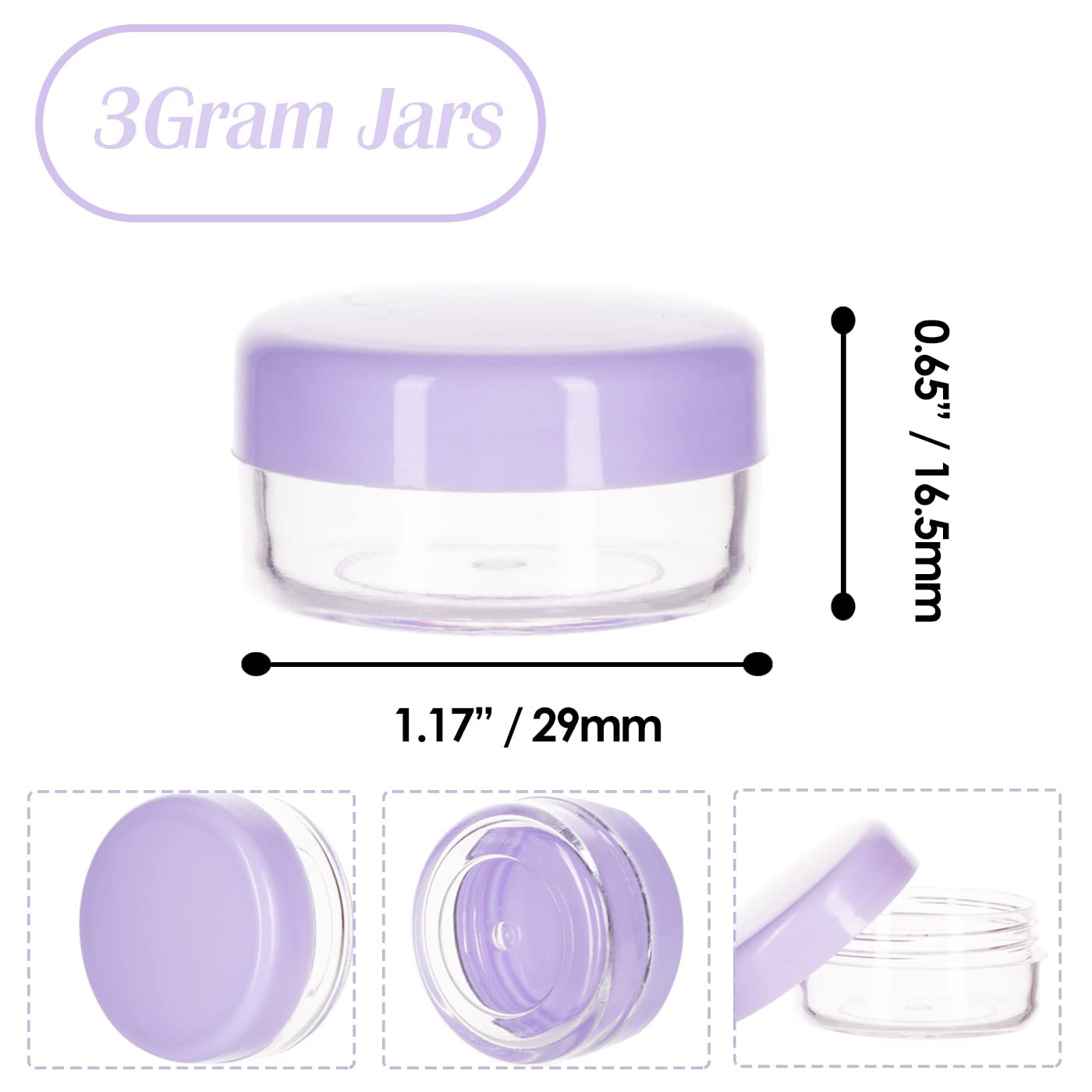 Zejia 3 Gram Sample Containers With Lids, 200 Count Tiny Sample Jars, 3Ml Makeup Cosmetic Containers For Lip Balms, Lotion, Powd