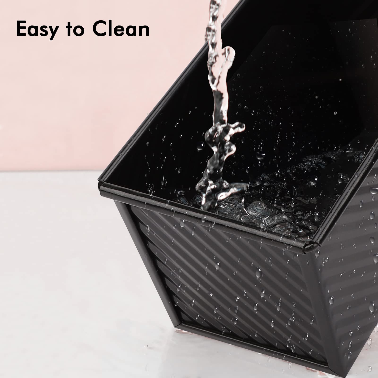 Beasea Pullman Loaf Pan With Lid, 2 Pack Non-Stick Black Bread Loaf Pans For Homemade Bread 1 Lb Carbon Steel Bread Toast Box Wi