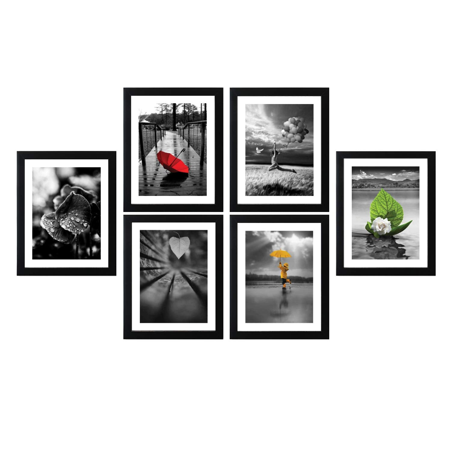 Amazon Brand - Solimo Collage Set Of 6 Black Photo Frames (8 X 10 Inch - 6)