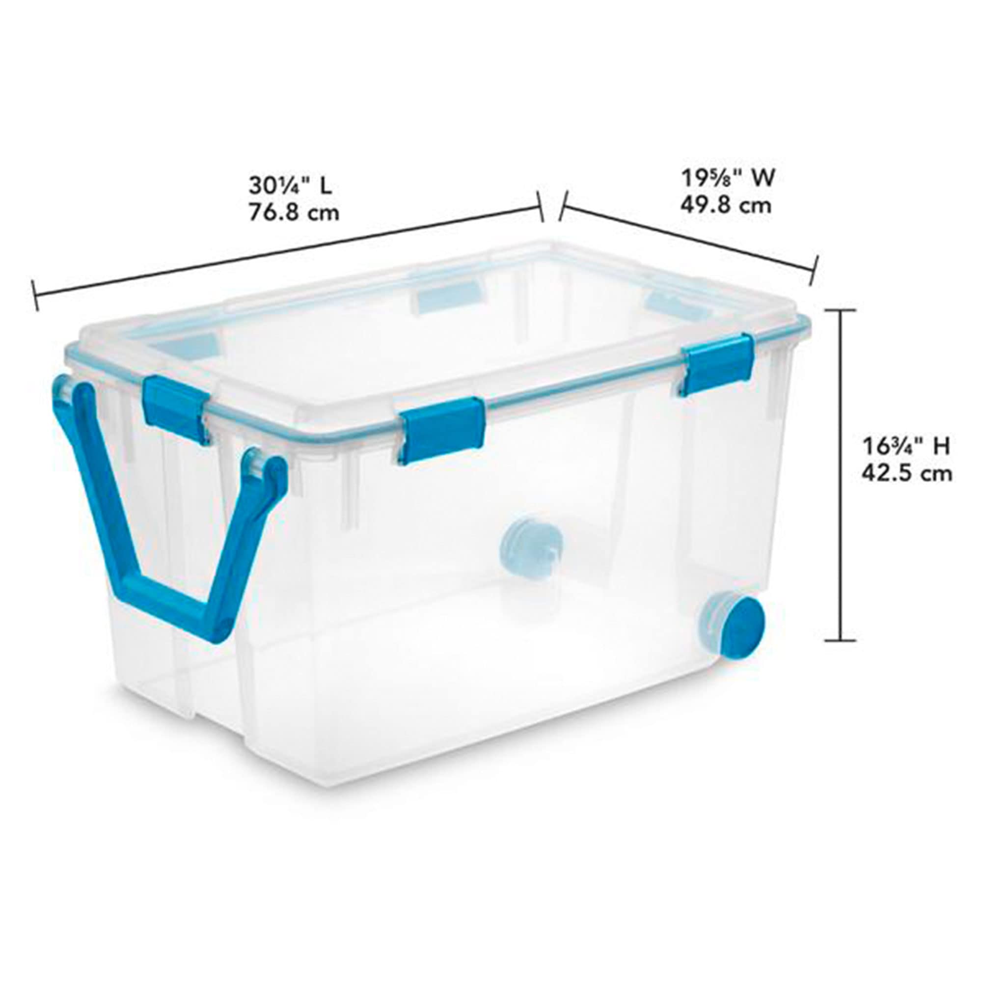 Sterilite 120 Qt Wheeled Gasket Box, Stackable Storage Bin With Latching Lid, Handle And Tight Seal, Plastic Container With Clea