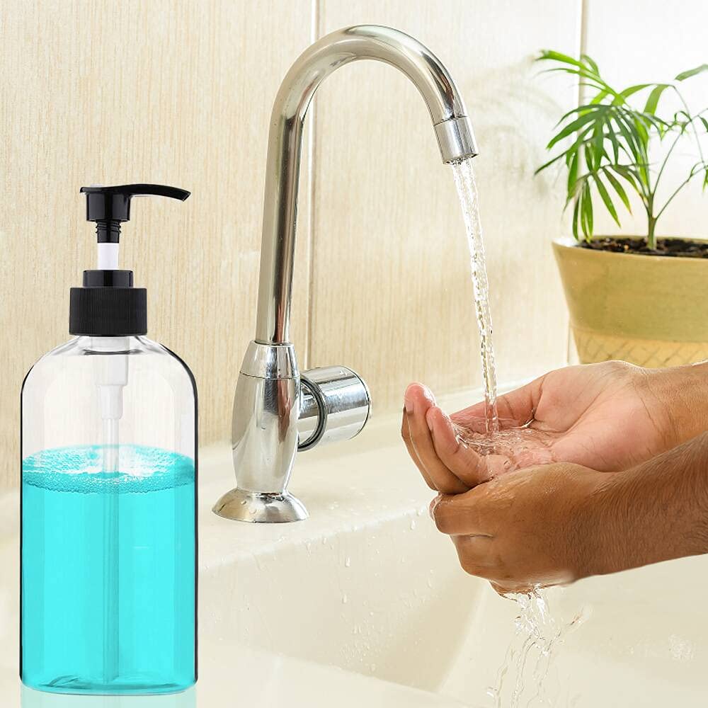 Empty Plastic Pump Bottles Dispenser 4 Pack 16Oz/500Ml Portable Clear Bpa-Free Cylinder Shampoo Lotion Hand Pump Bottle Durable