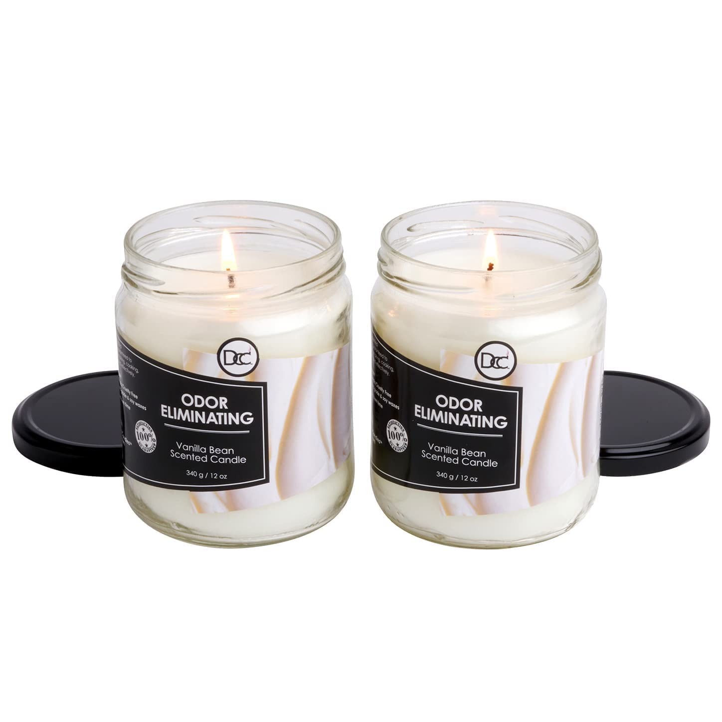 Vanilla Two Pack Odor Eliminating Highly Fragranced Candle - Eliminates 95% of Pet, Smoke, Food, and Other Smells Quickly - Up t