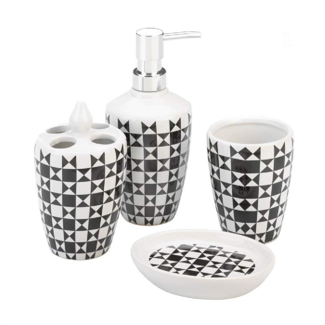 Geometric Pattern Bath Accessory Set 3.25X3.25X7.25'' Each.