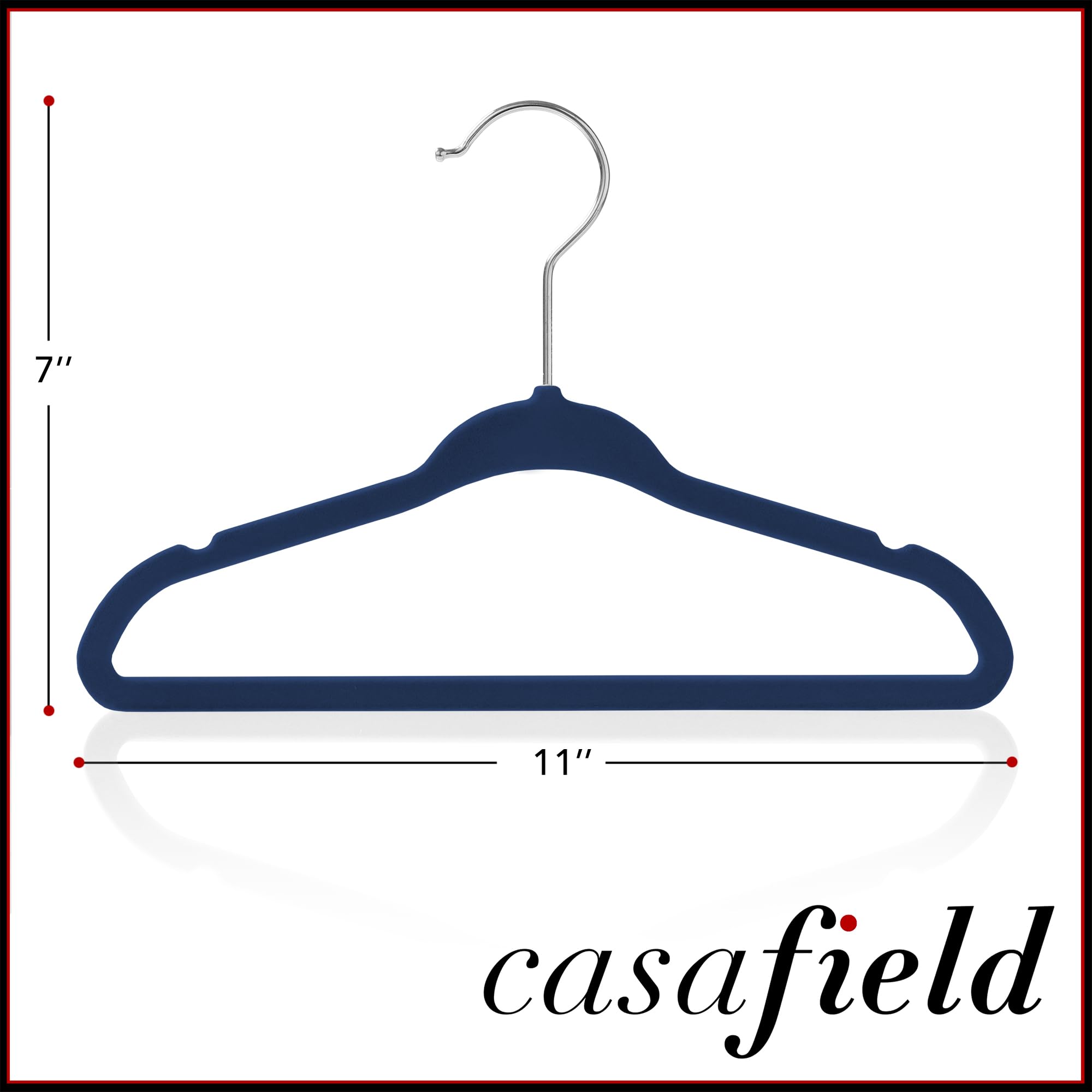 Casafield 50 Velvet Baby Hangers - 11'' Size For Infant & Toddler Clothes - Royal Blue
