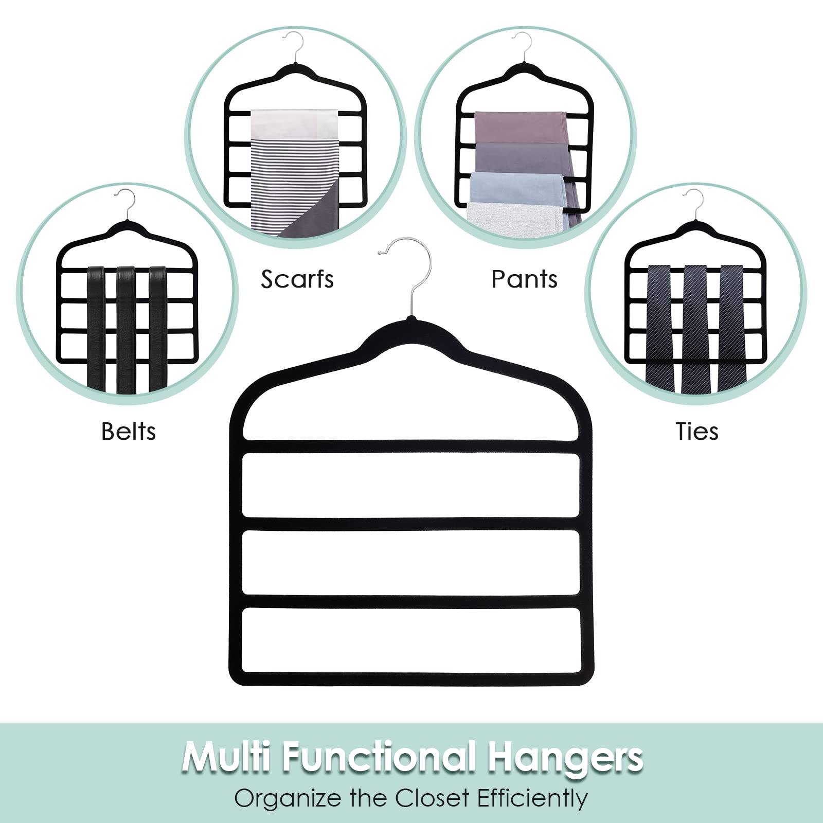 Velvet Hangers Space Saving Non Slip Pant Velvet Hangers  DUDUCOFU 8 Pack Black Velvet Hangers Multi Layer Clothes Hangers Closet Organizer for Pants Jeans Trousers Scarf