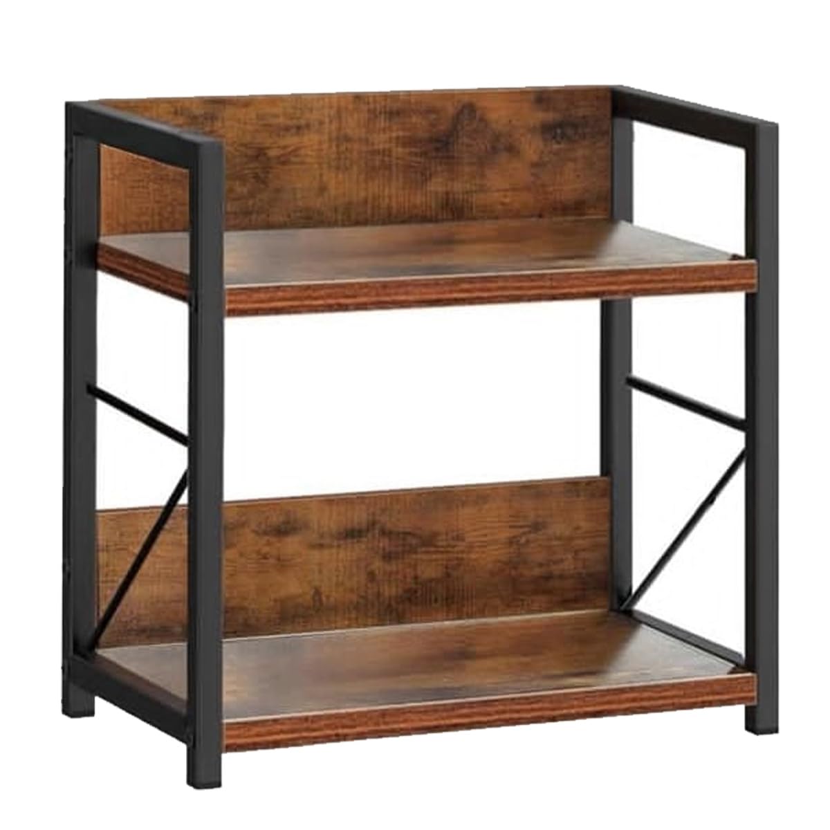 Eveto Kitchen Organizer Rack, 2Tier Spice Rack Organiser, Rustic Brown And Black, 30Cm X 15.7Cm X 26.4Cm, Kitchen Counter Stora