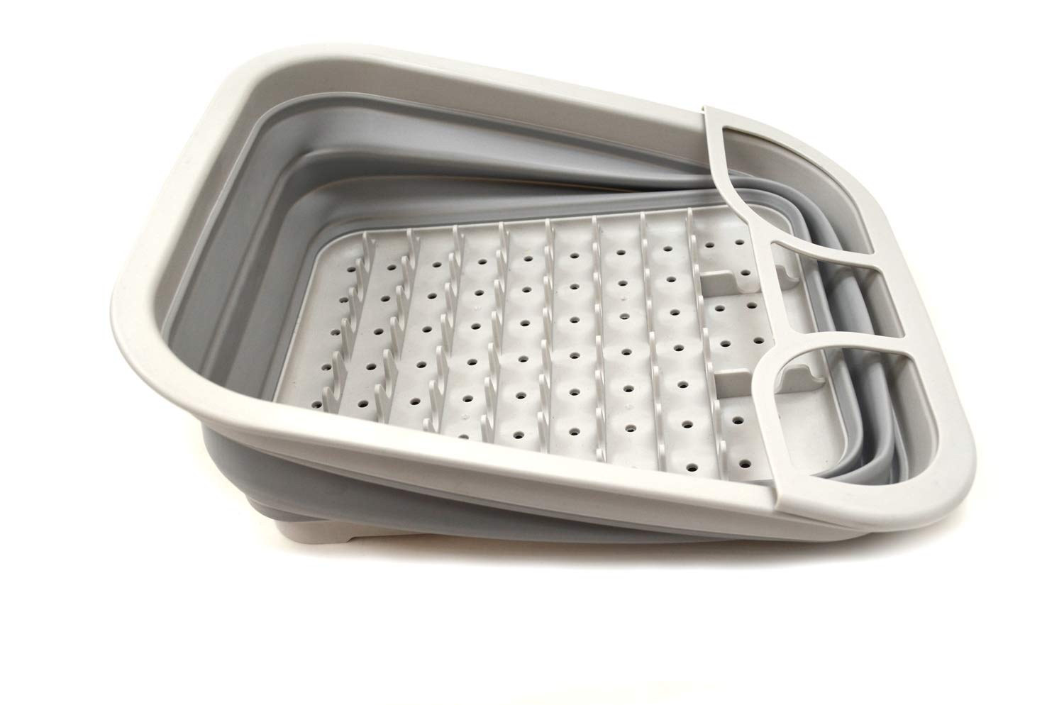 Sammart Set Of 2 Collapsible Dish Drainer With Drainer Board - Foldable Drying Rack Set - Portable Dinnerware Organizer - Space